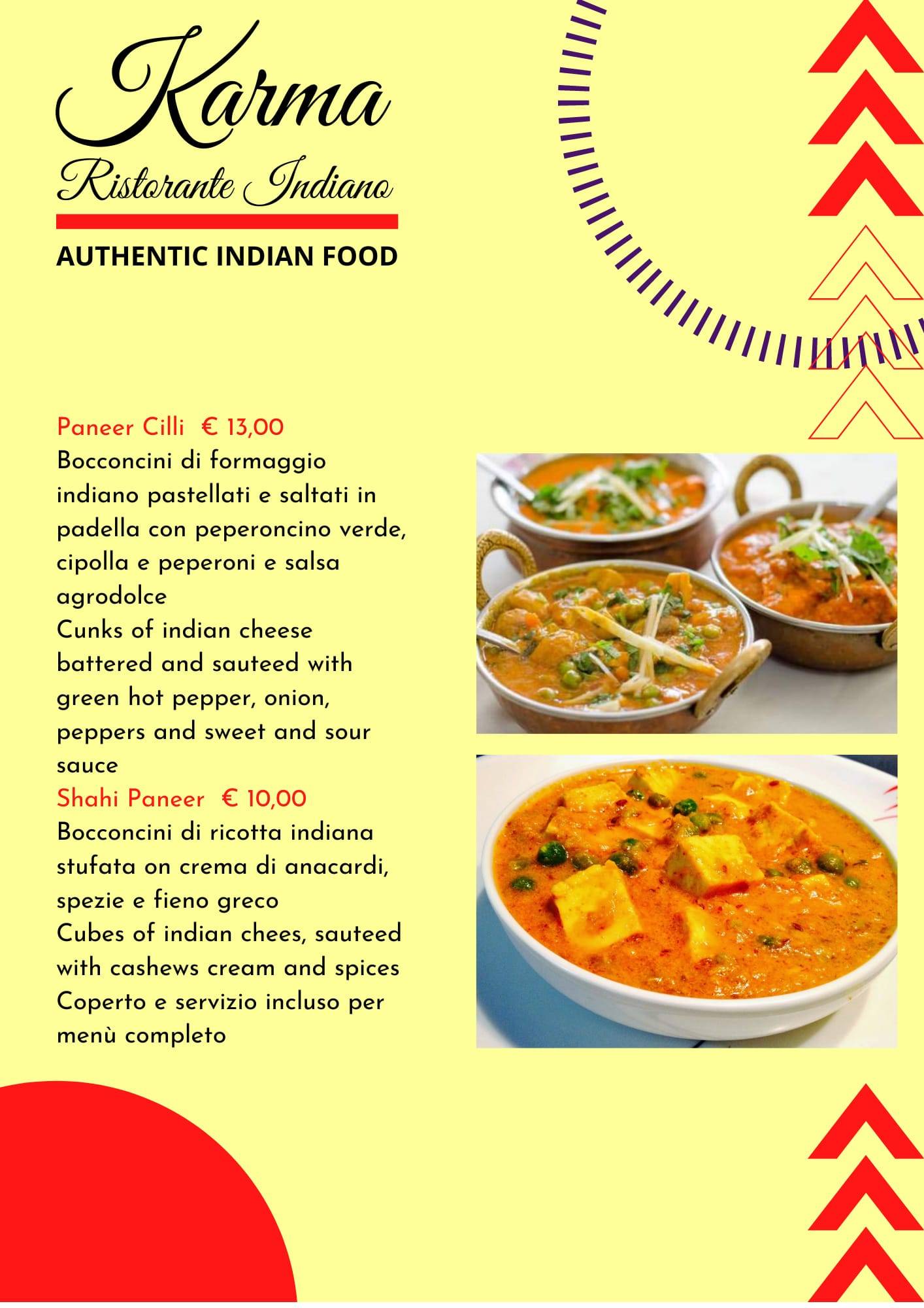 Menu di Karma Ristorante Indiano 