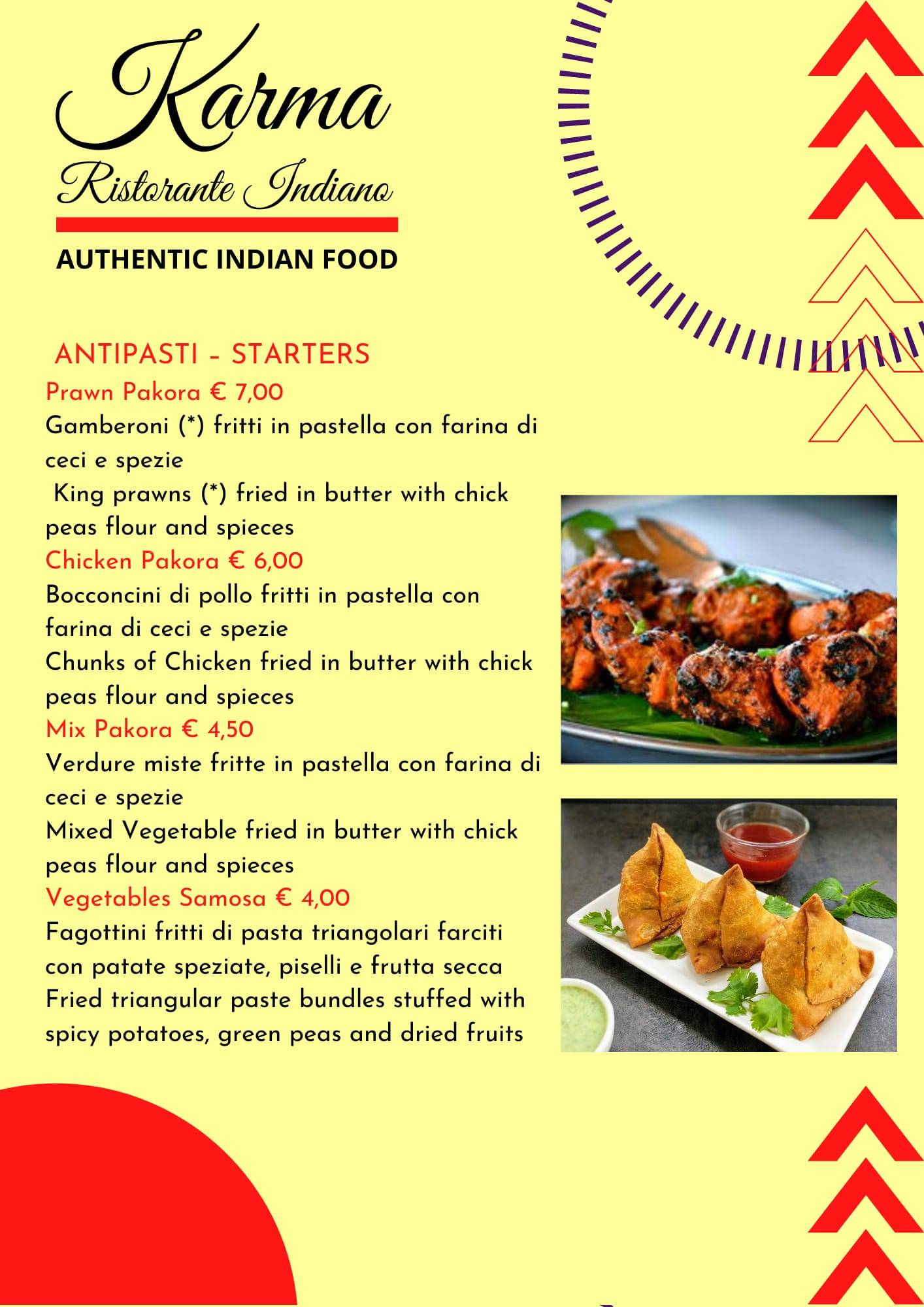 Menu di Karma Ristorante Indiano 