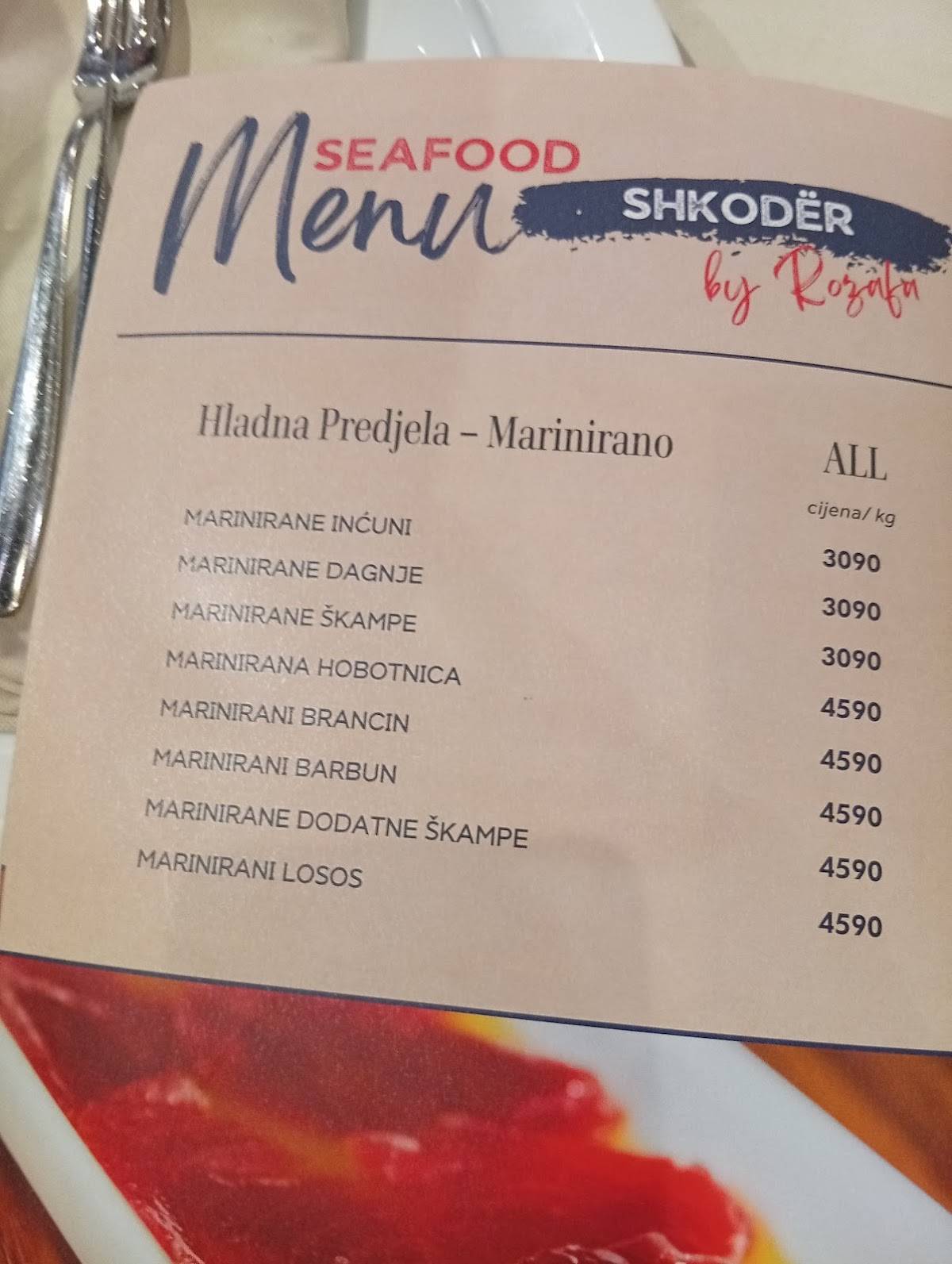 Menu de Rozafa Sea Food