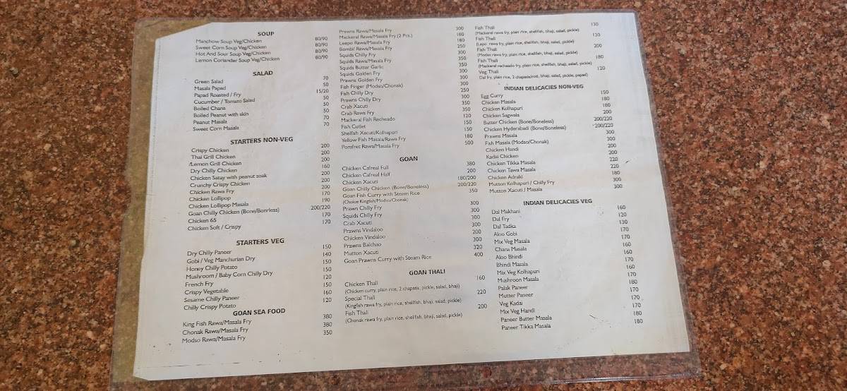 Unique Restaurent And Bar menu