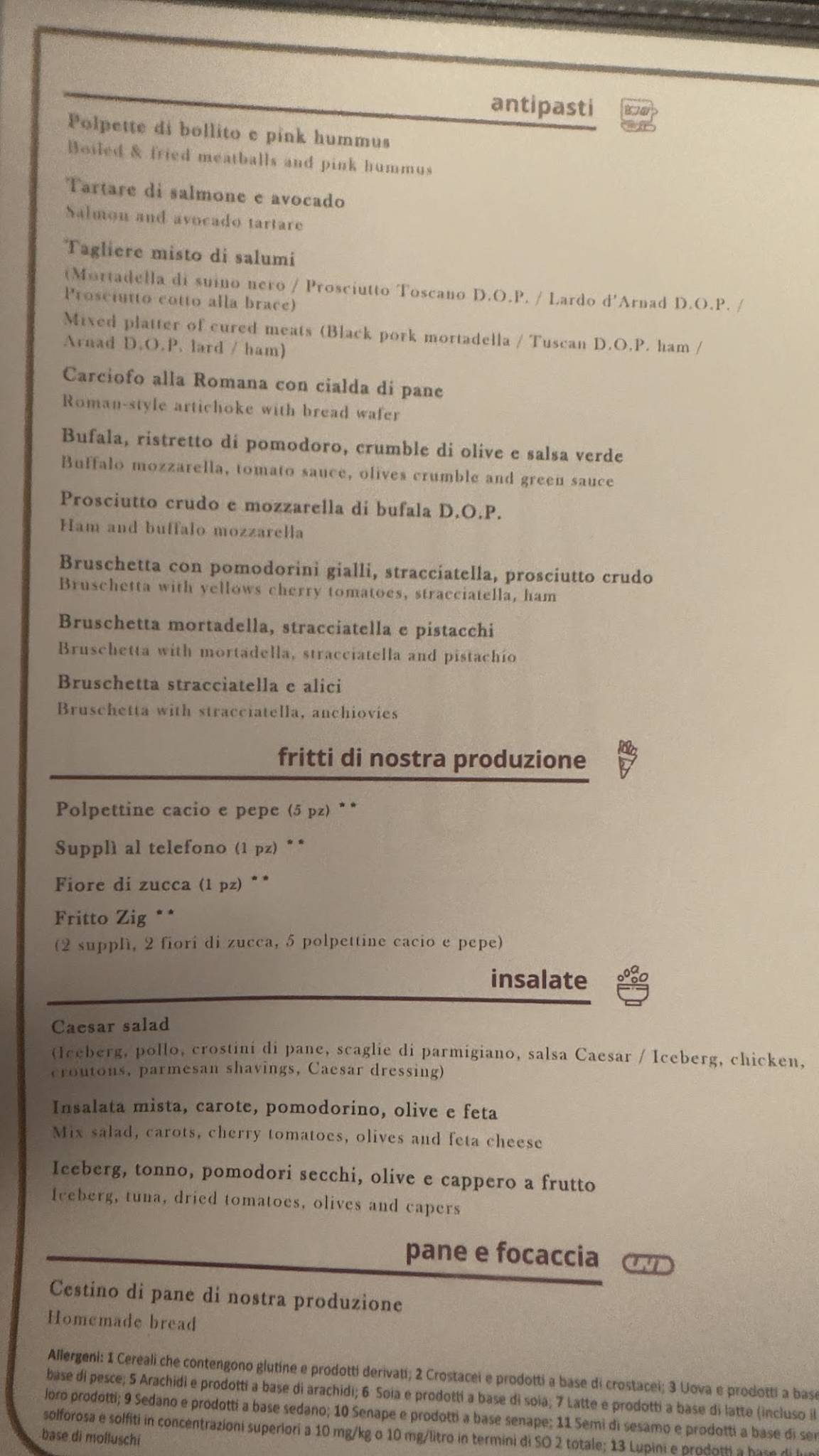 Menu di Zig Ristorante Roma Prati 