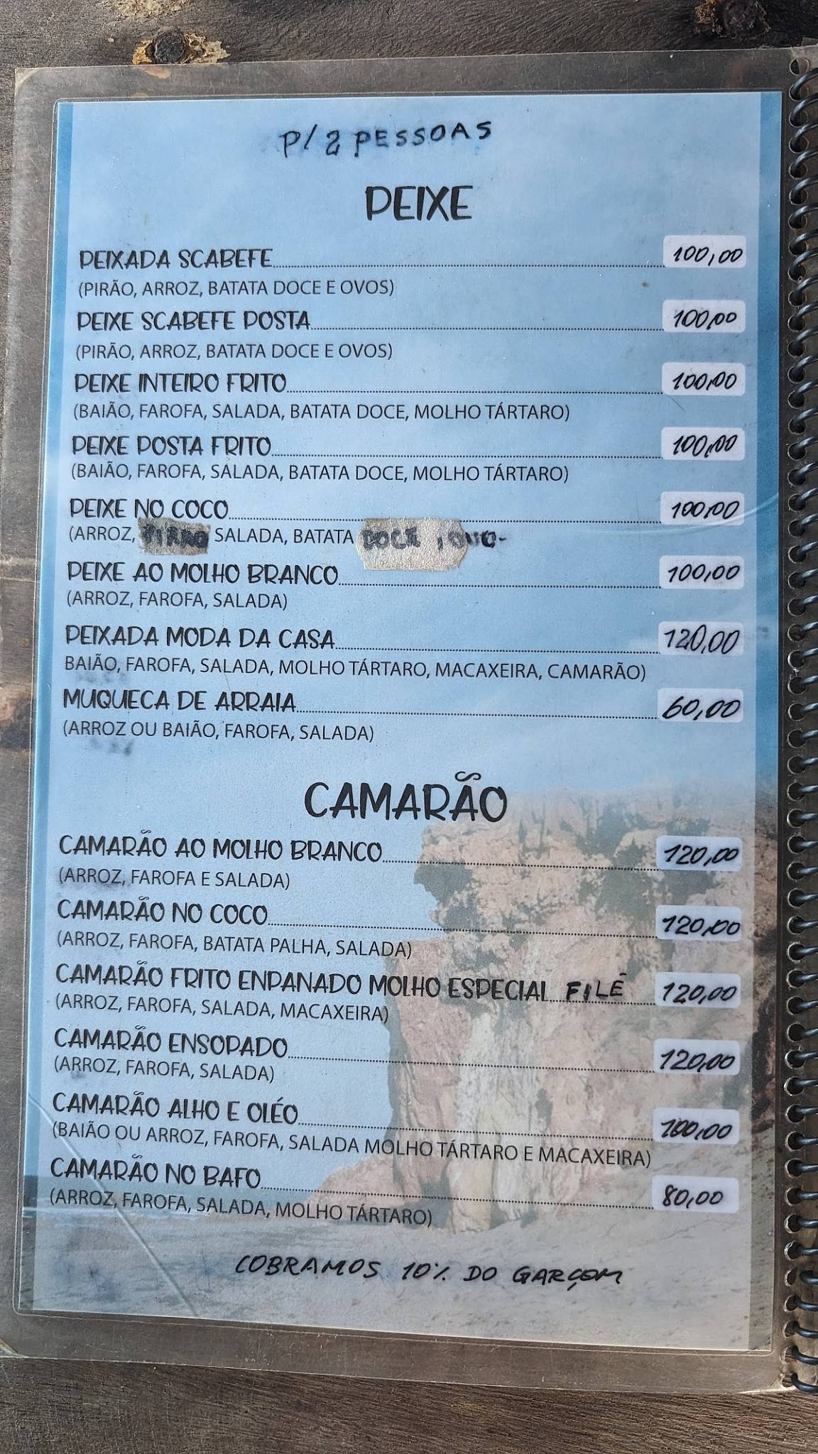 Barraca do Chicó cardápio