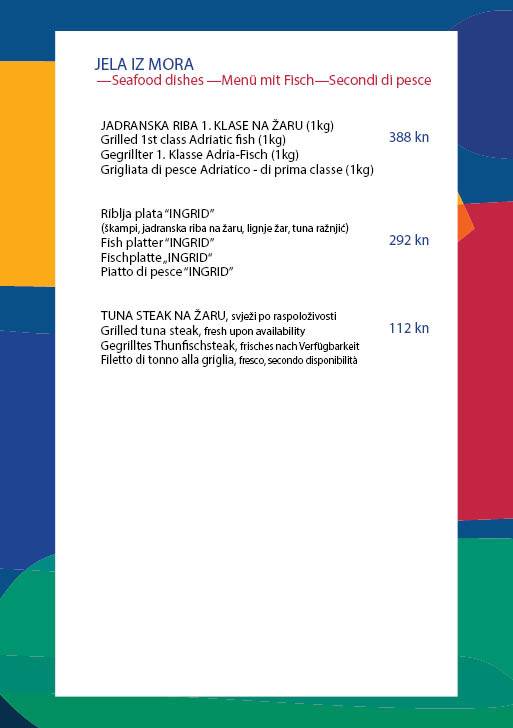 Menu di Botel Marina Rijeka 