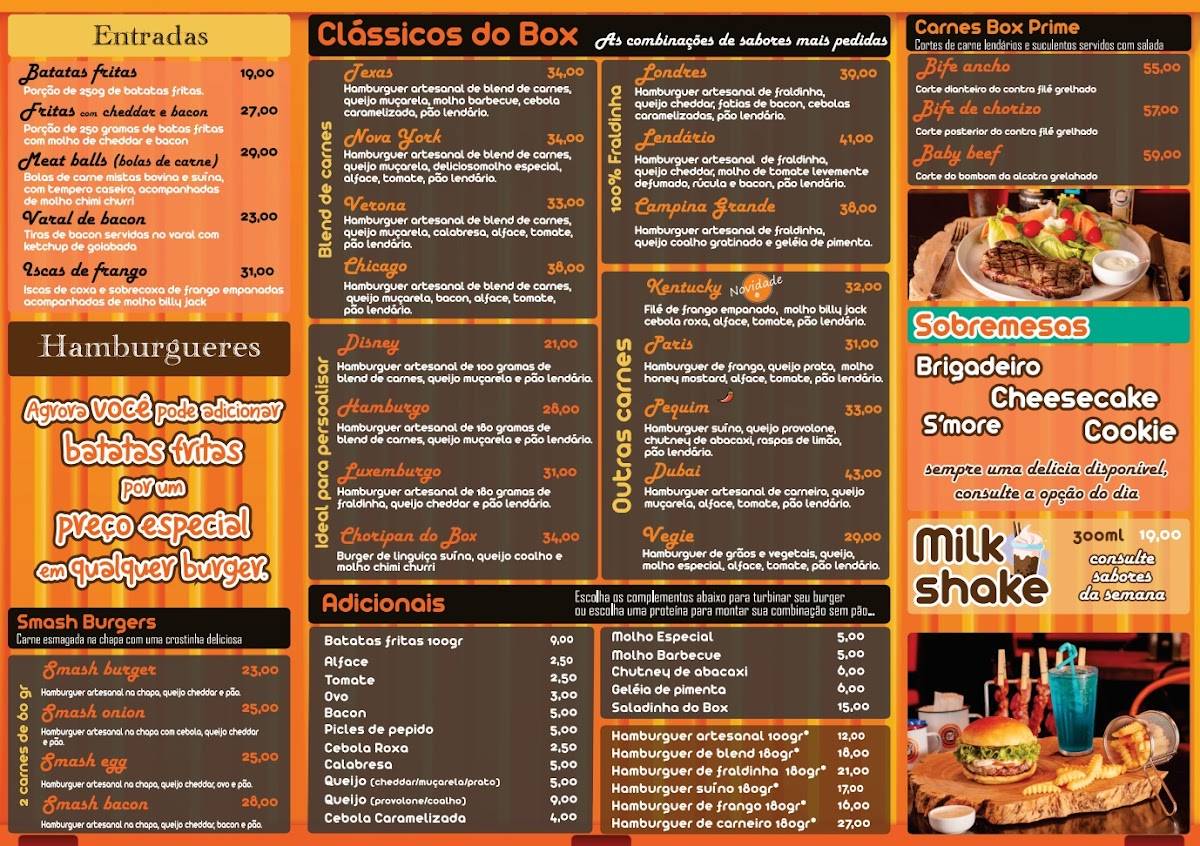 Box Burger cardápio
