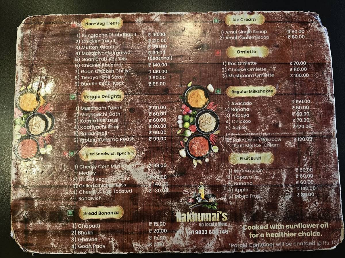 Cafe Rakhumai's menu