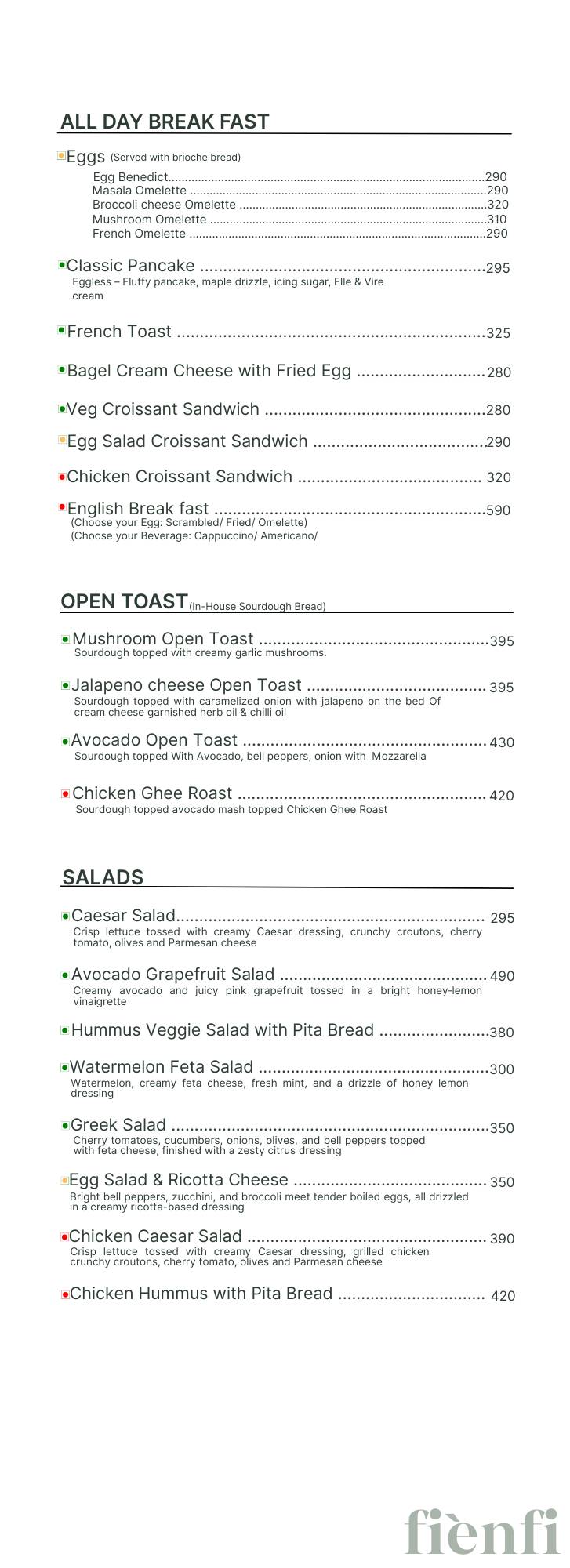 Caffe Ritazza menu