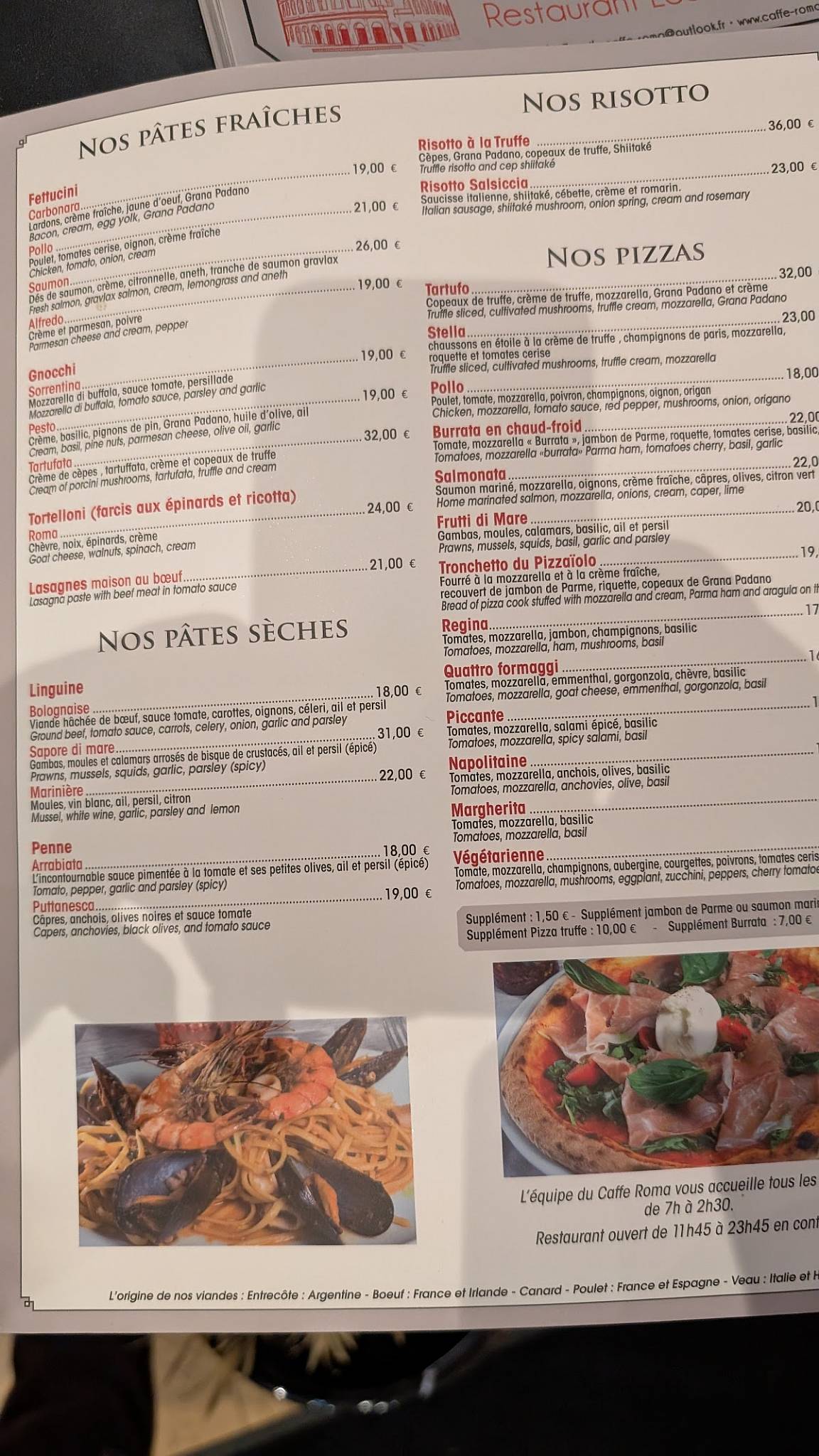 Menu de Caffé Roma