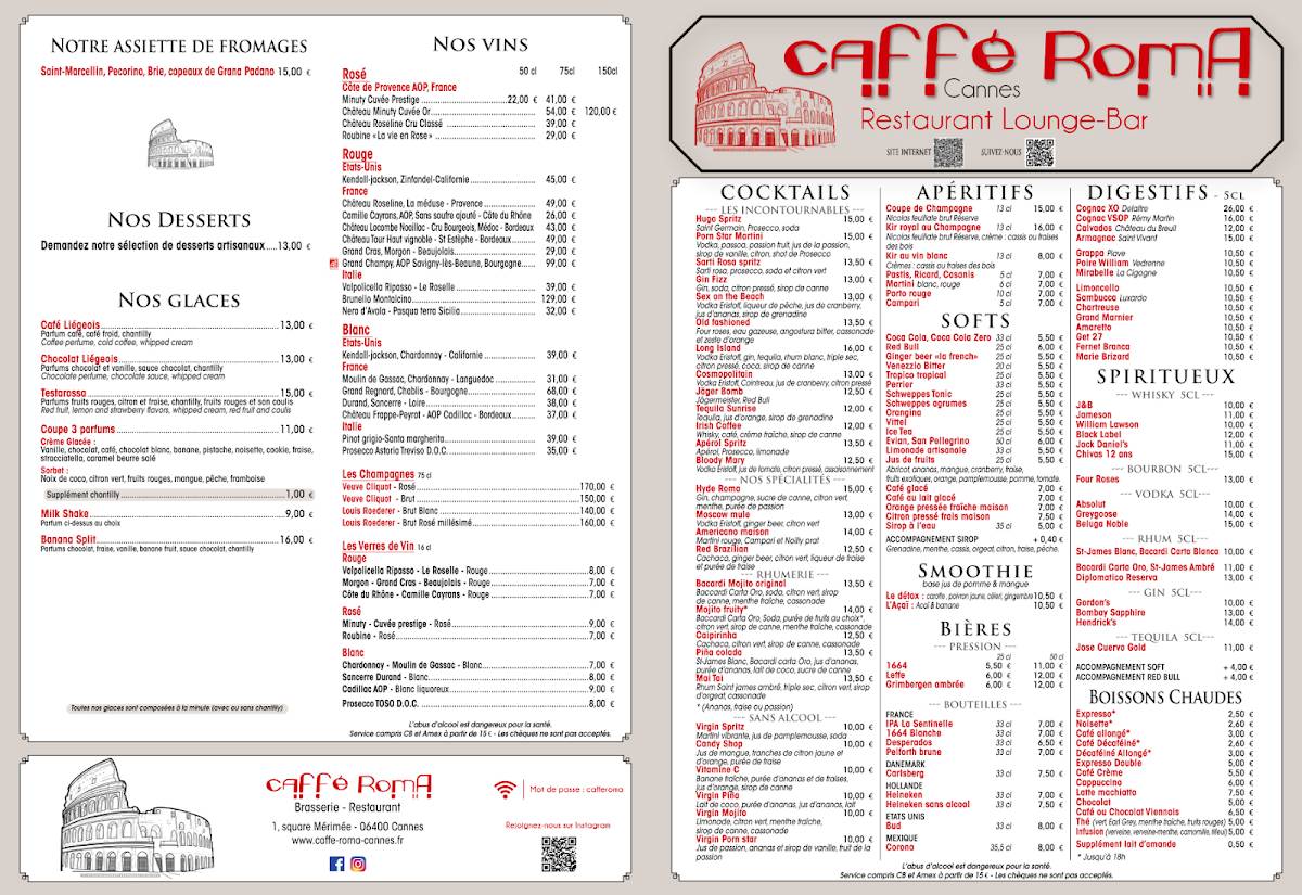 Menu de Caffé Roma