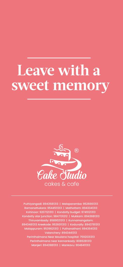 Cake Studio Ramanattukara menu