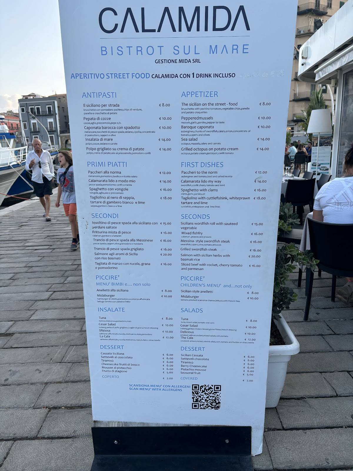 Menu di Calamida bistrot sul mare 