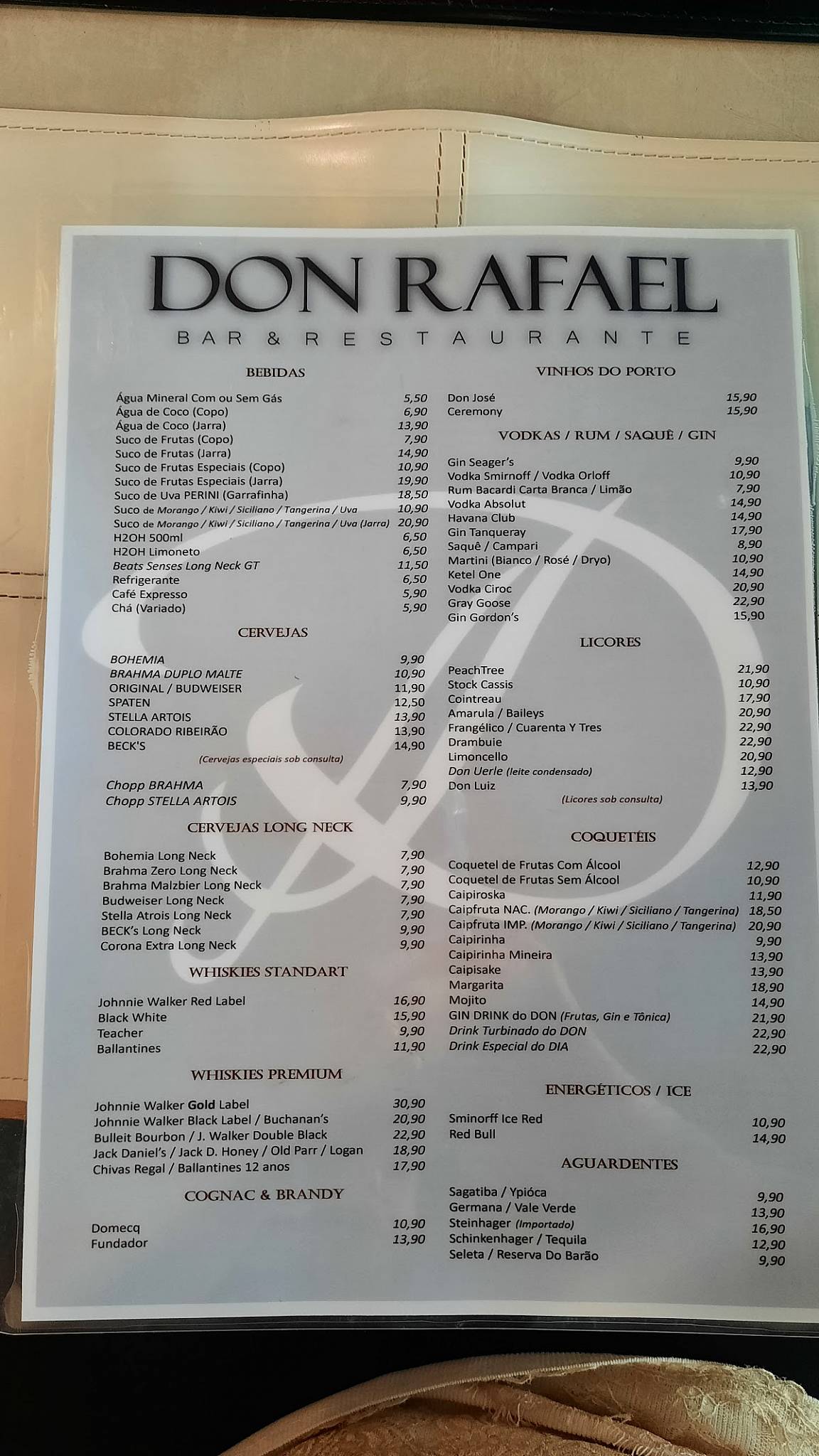 Don Rafael cardápio