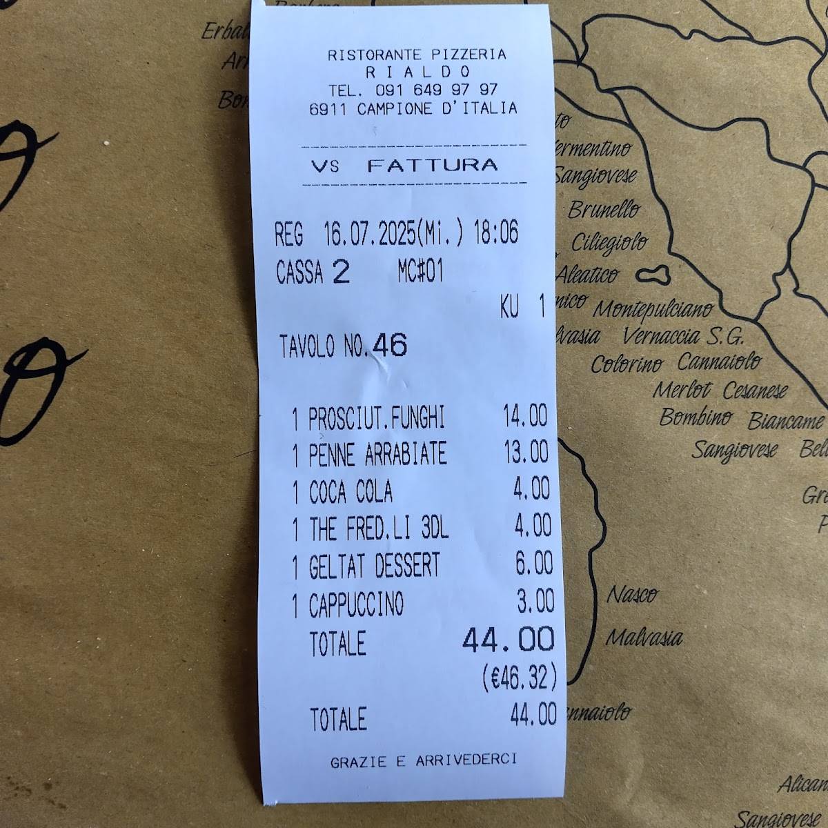 Menu di Grotto Rialdo 