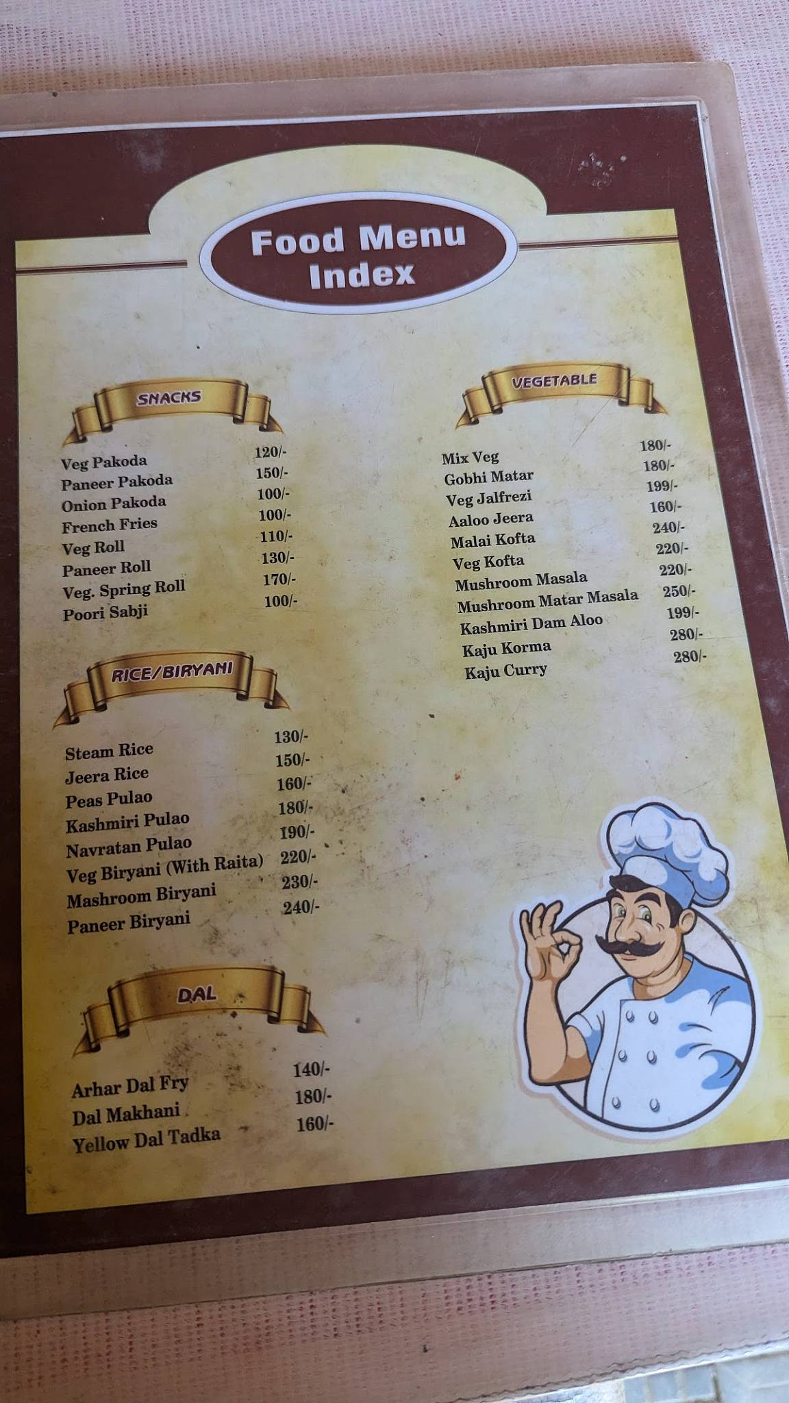 Kothi Roti Restaurant menu
