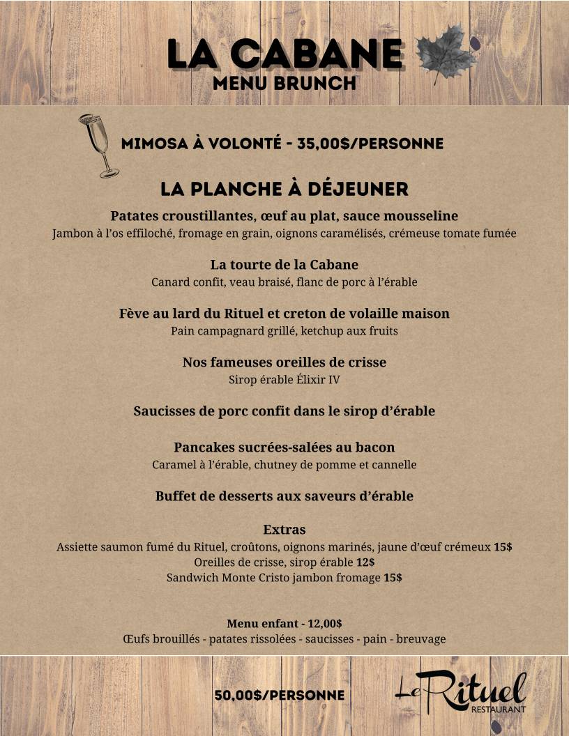 Menu de Le Rituel