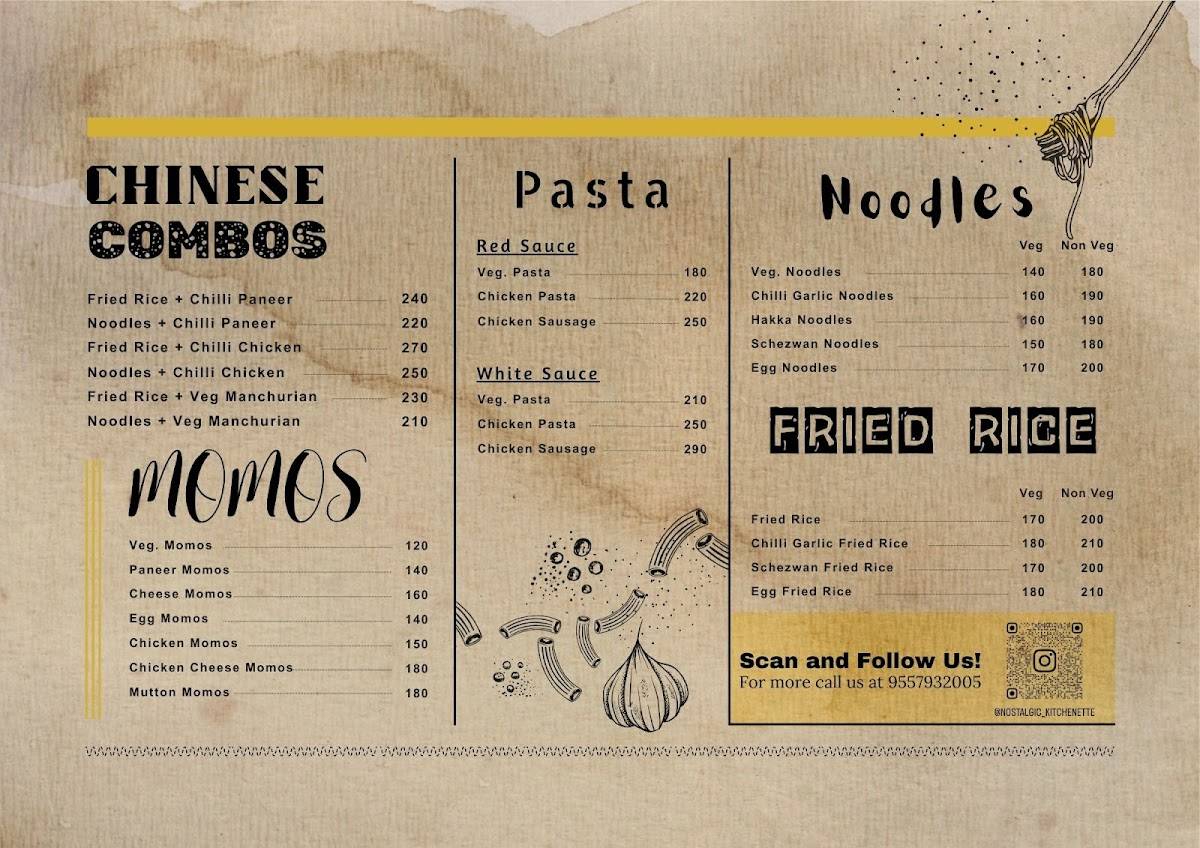 Nostalgic Cafe menu