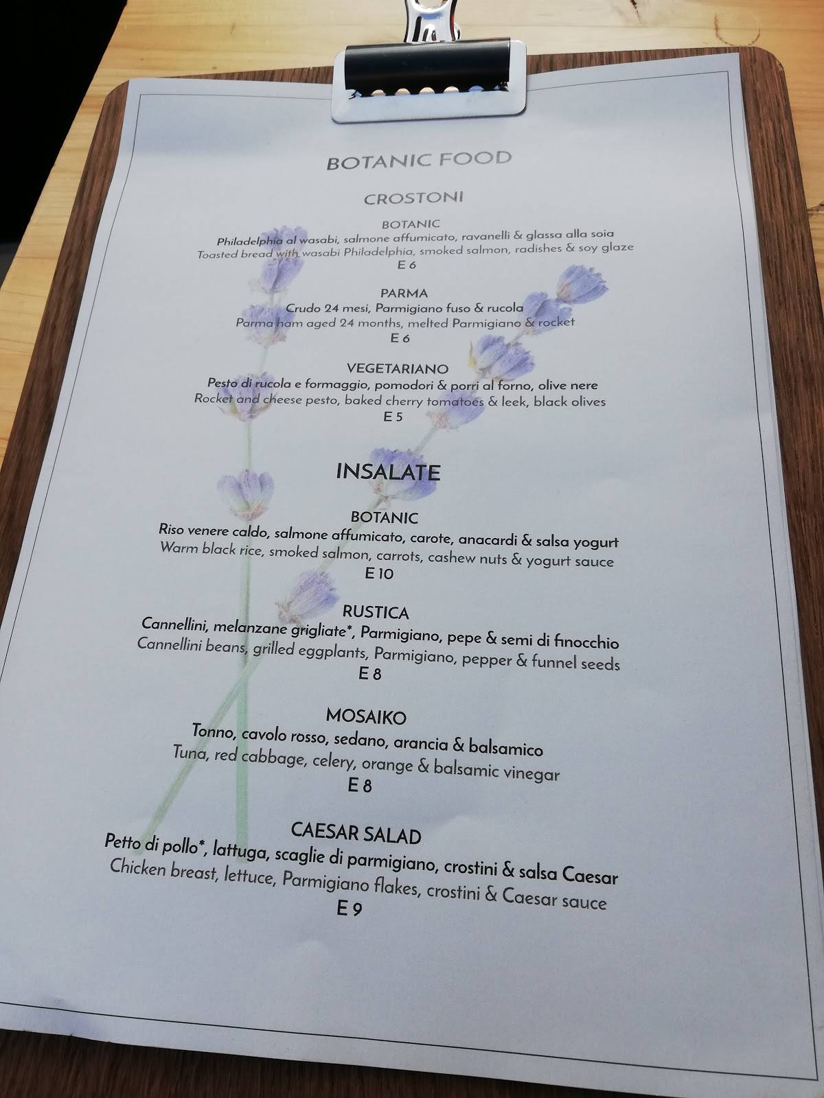 Menu di Botanic 