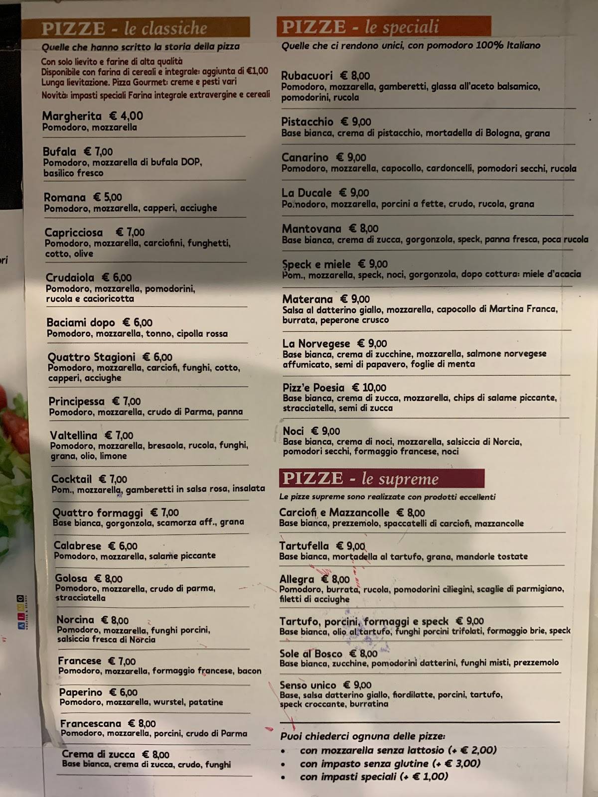Menu di Pizz' Poesia 