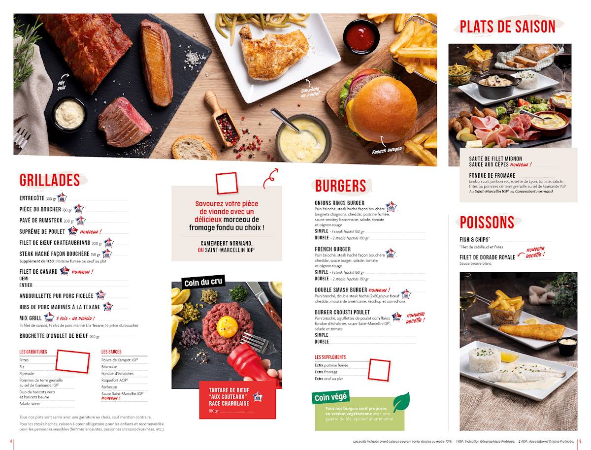 Menu de POIVRE ROUGE