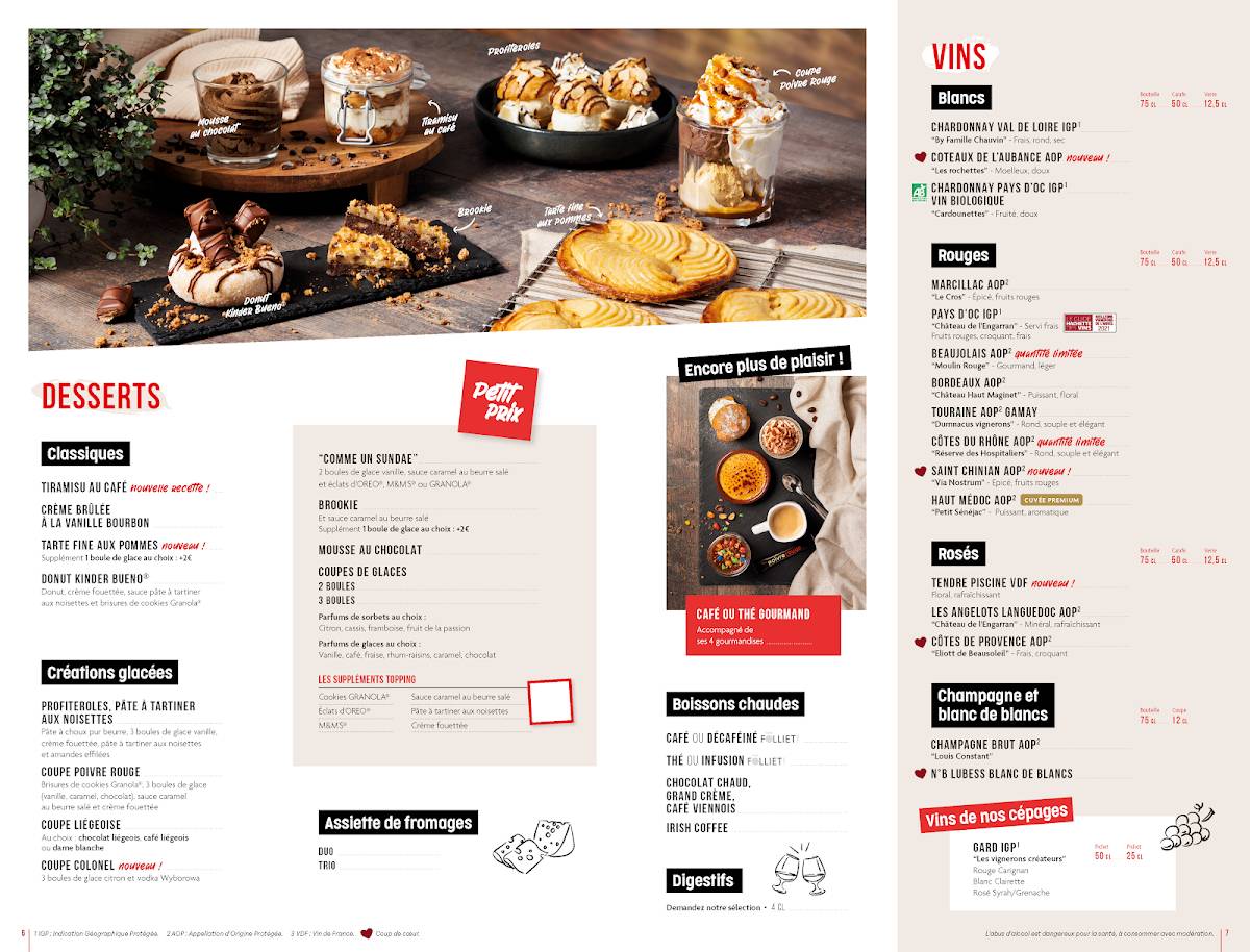 Menu de POIVRE ROUGE