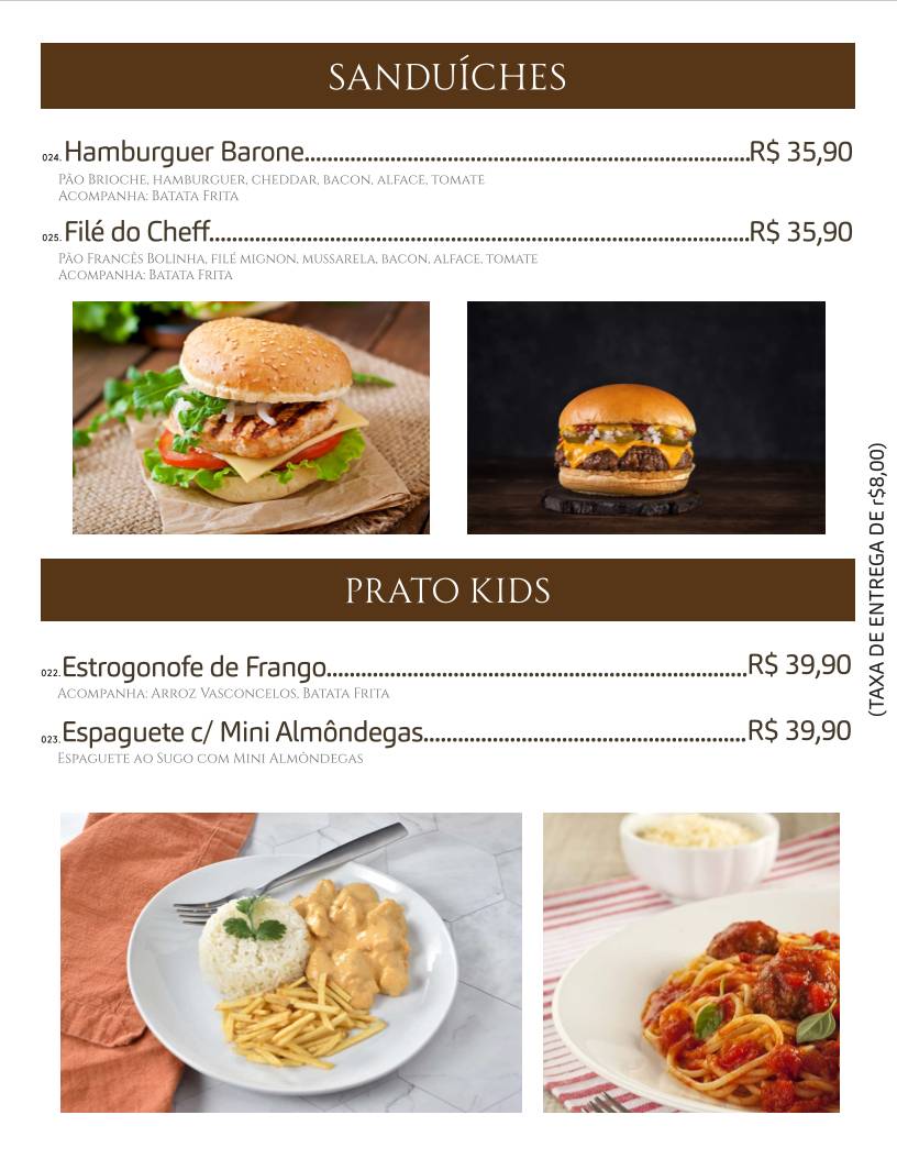 Barone Restaurante cardápio