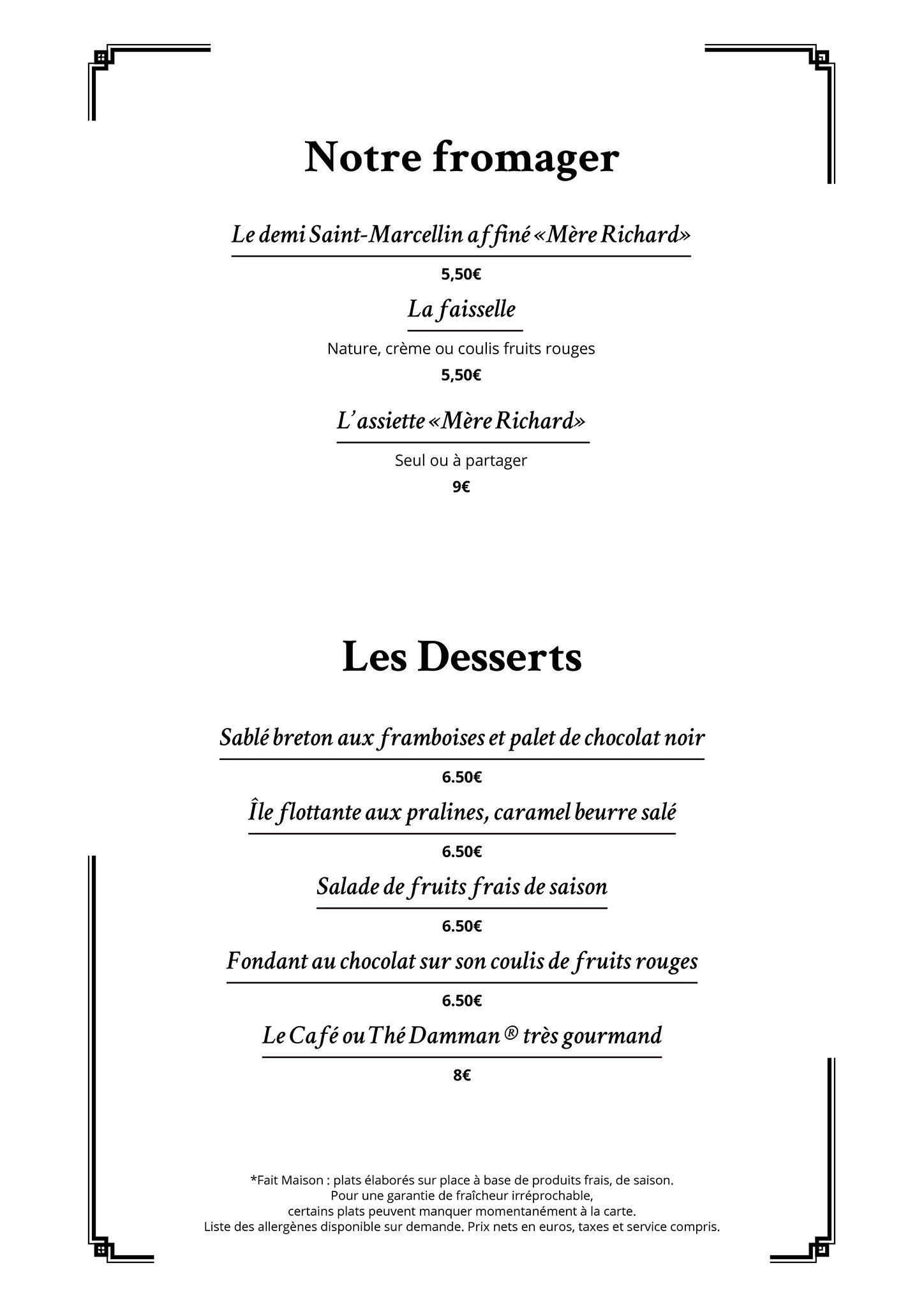 Menu de Le Rive Gauche Lyon 6