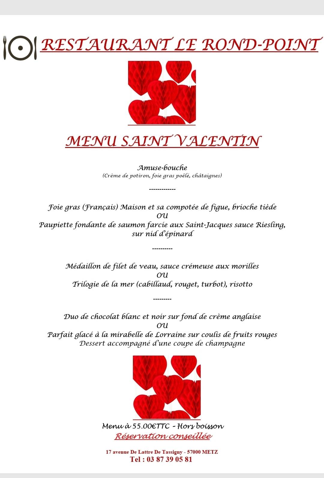 Menu de Restaurant Le Rond-Point
