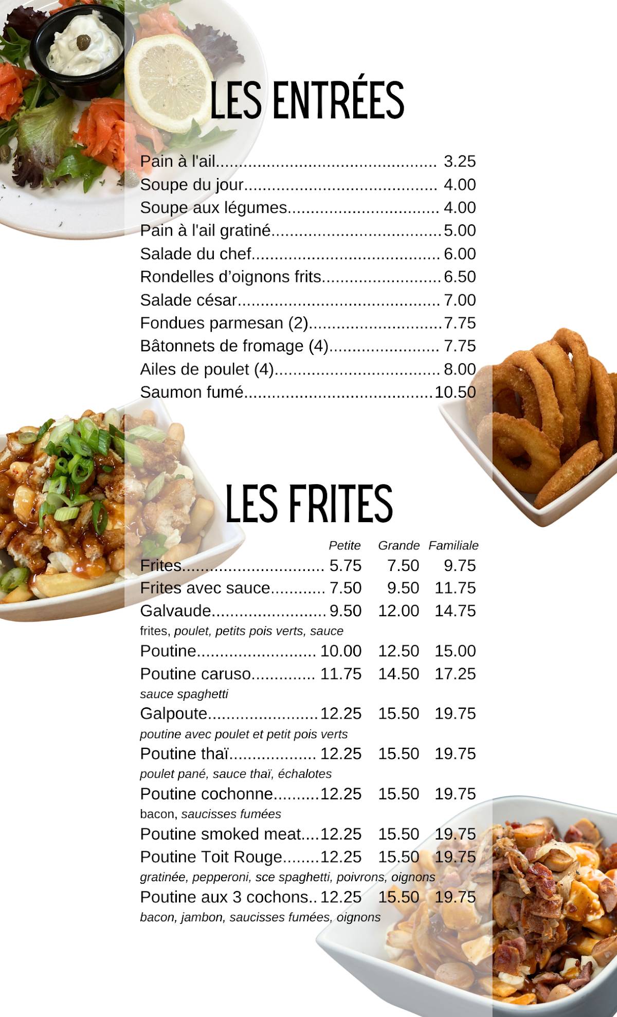 Menu de Restaurant le Toit Rouge