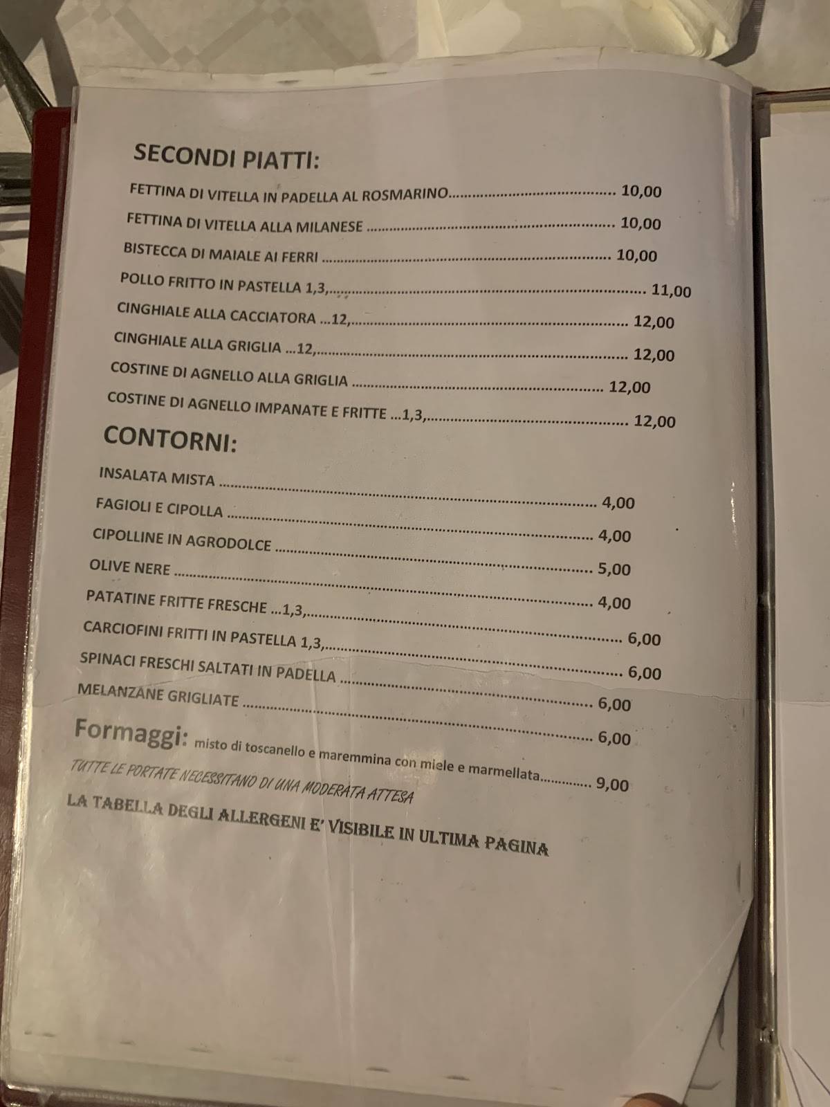 Menu di L'etrusca 