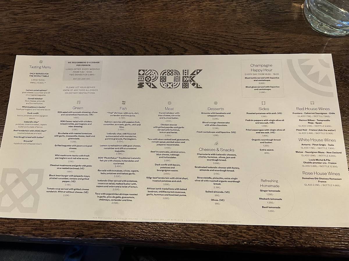 Menu de ROK