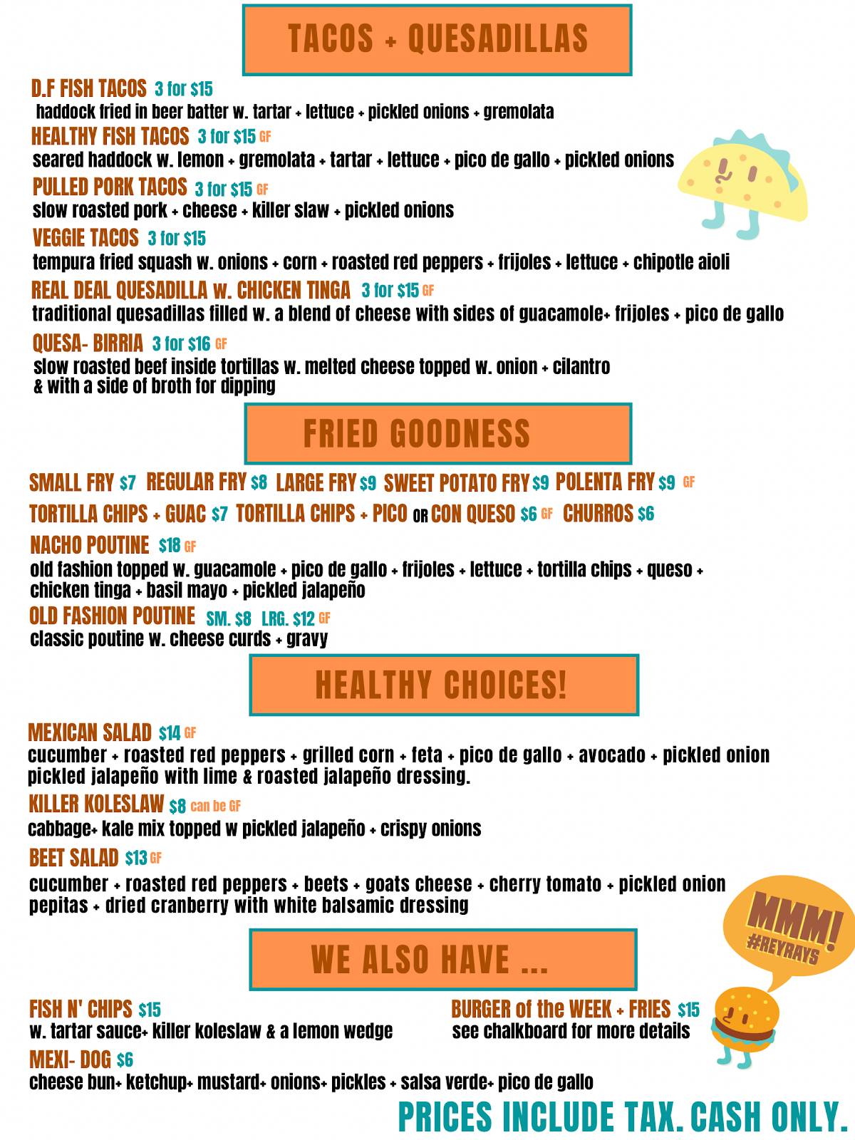 Menu de Rey Ray's
