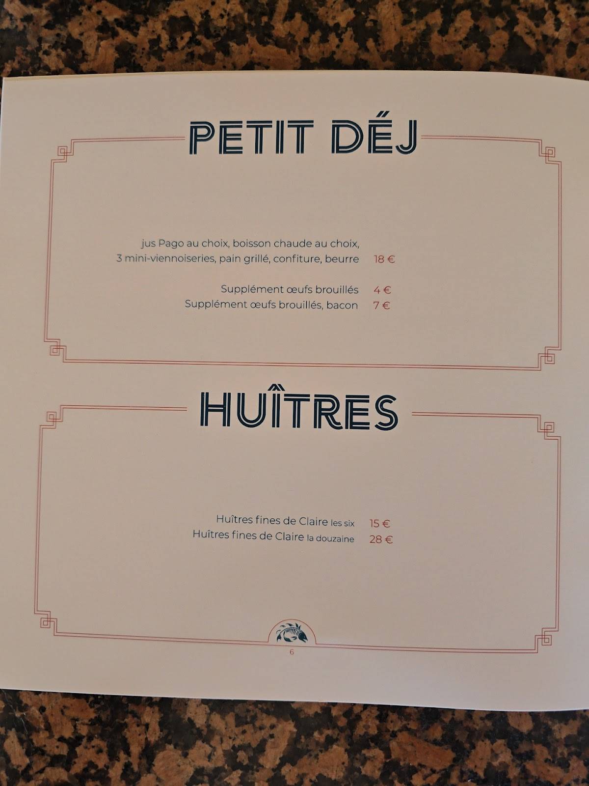 Menu de Auberge de la Rade