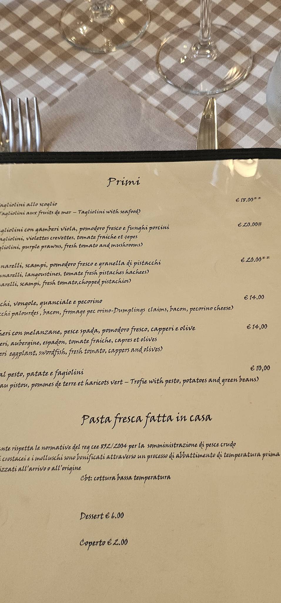 Menu di Chicco E Rosa 