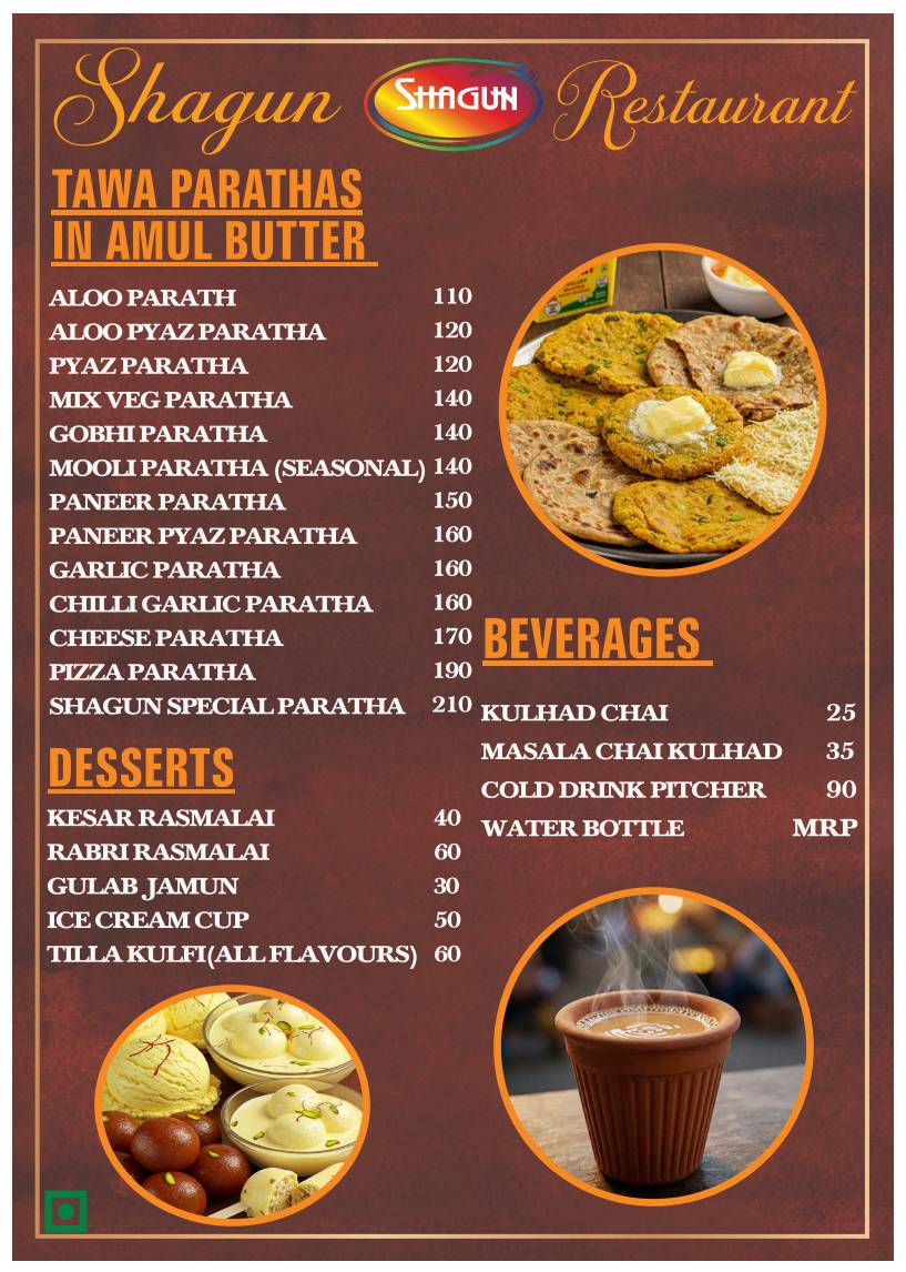 Shagun restaurant menu