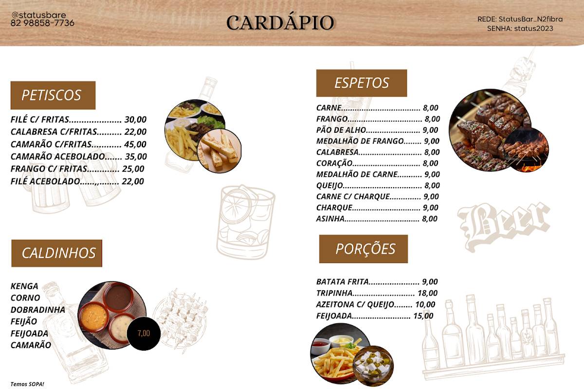 Status Bar cardápio