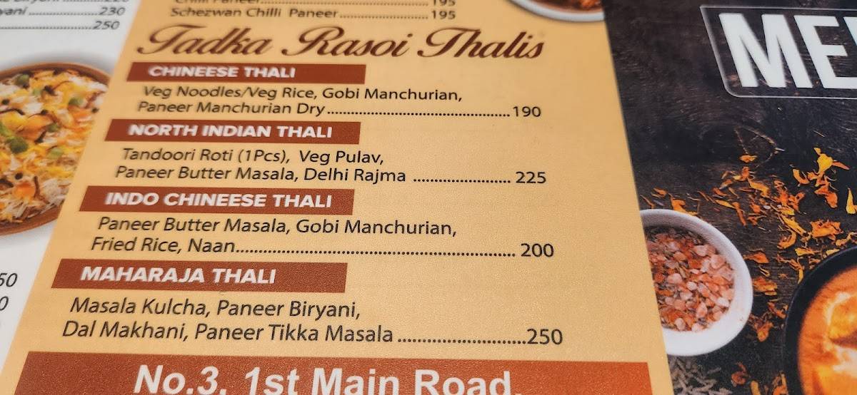Tadka Rasoi menu
