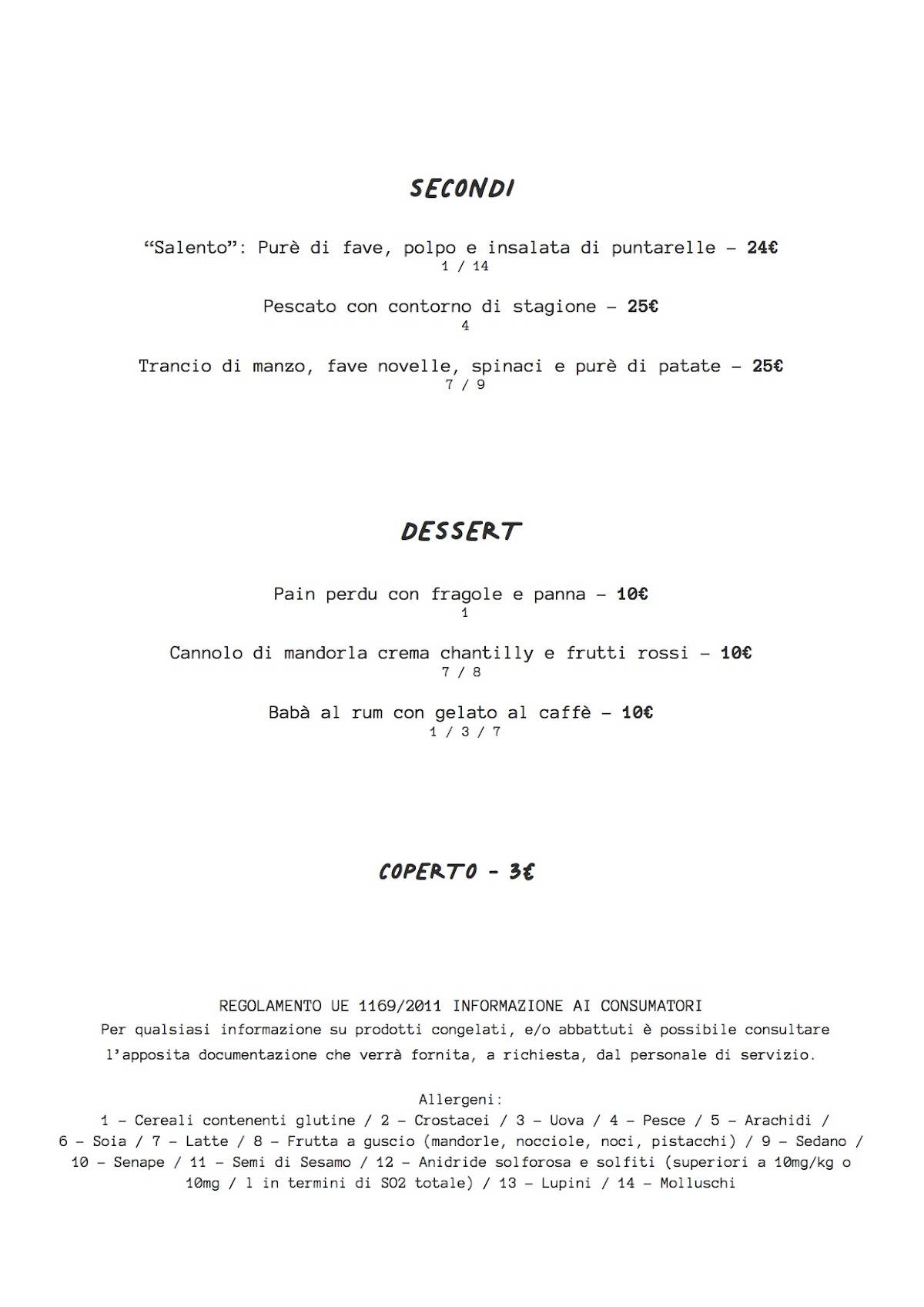 Menu di Tamo Ristorante 