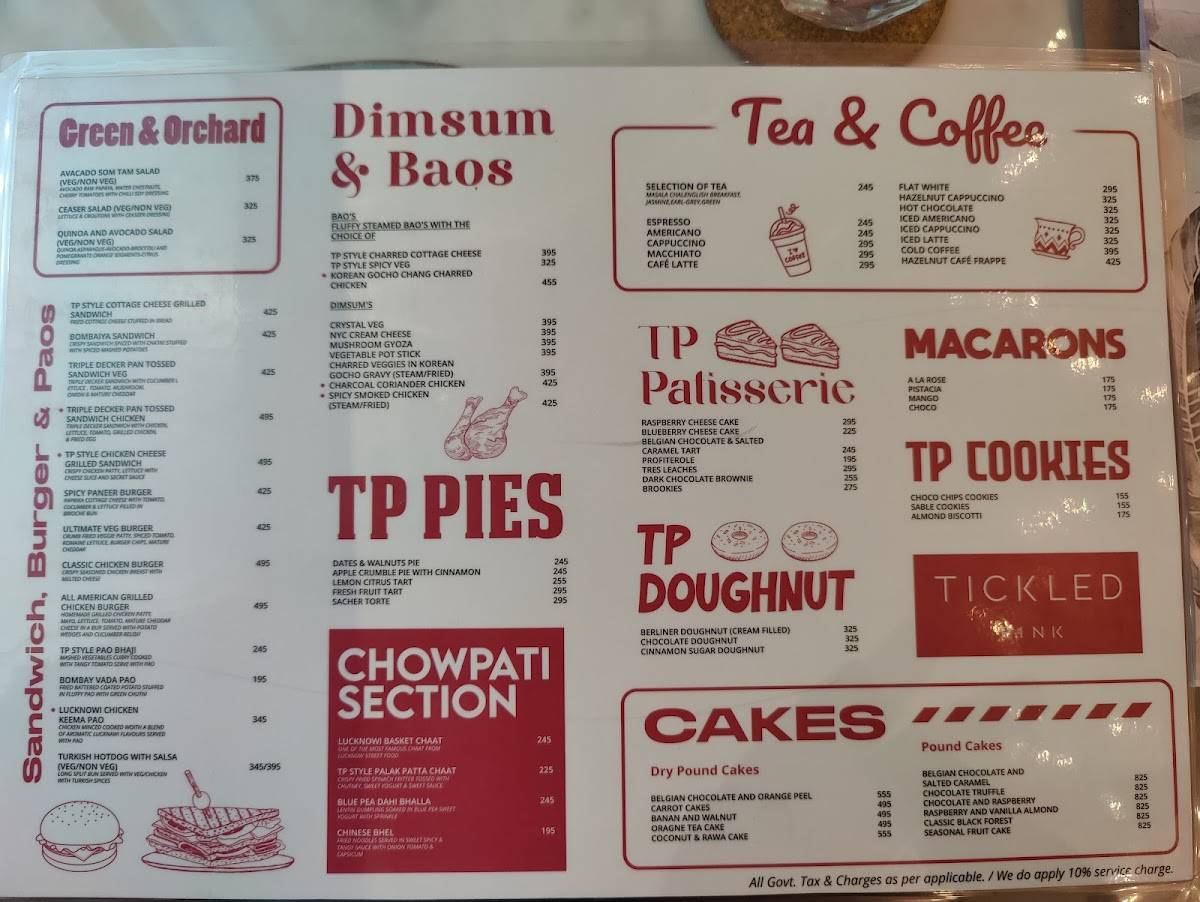Tickled Pink Ranchi menu