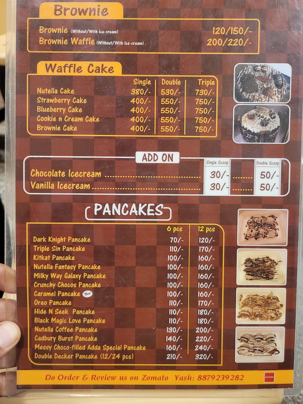 Waffle Adda menu