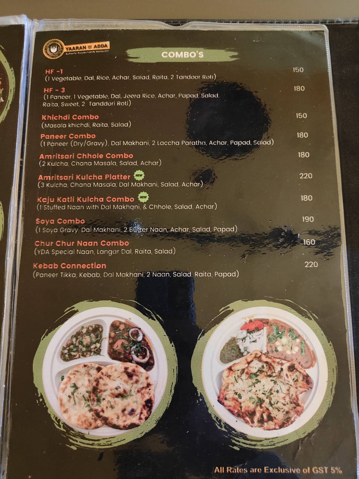 Yaaran Da Adda menu