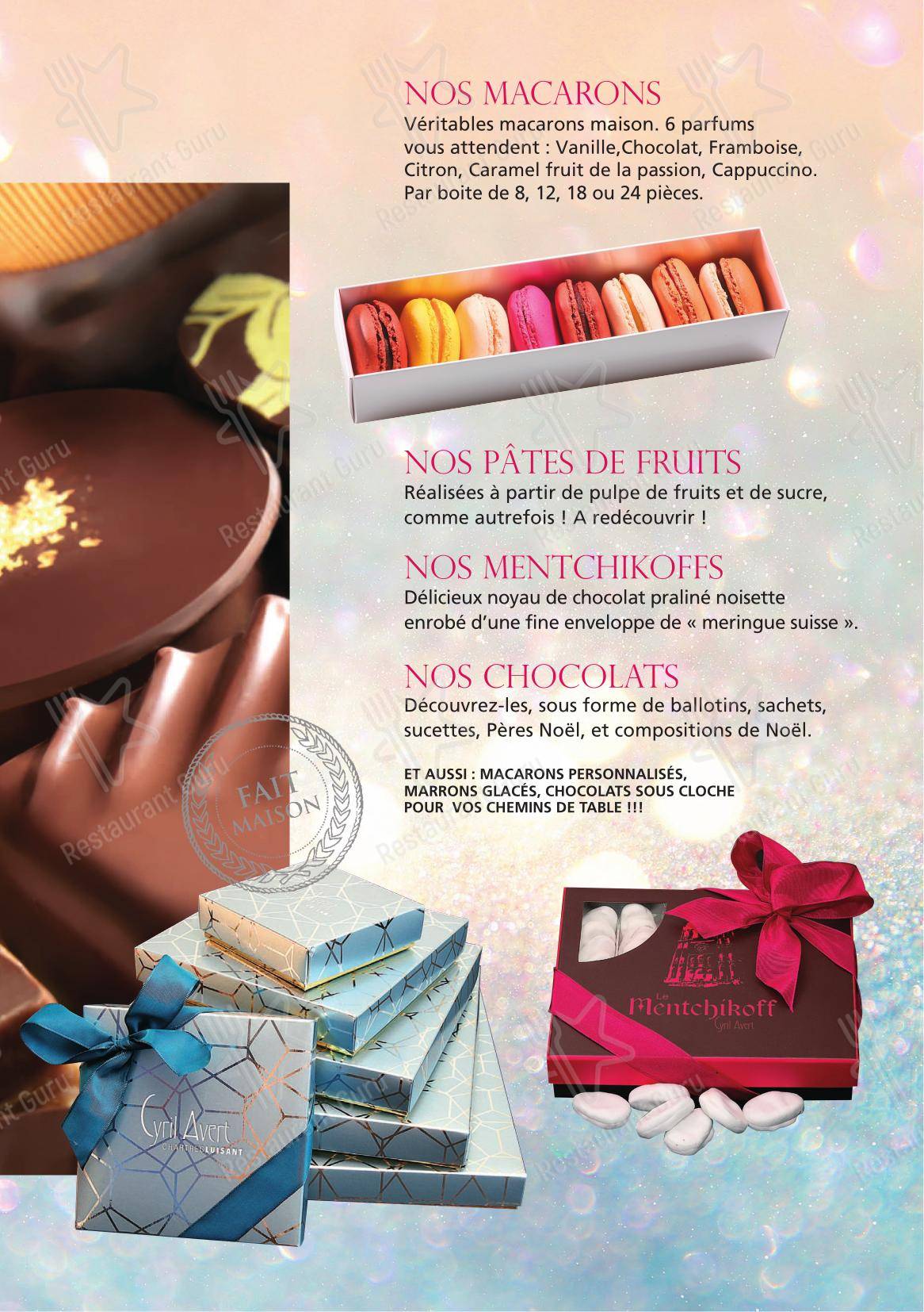 Menu pour Le Rive's SARL dans Chartres