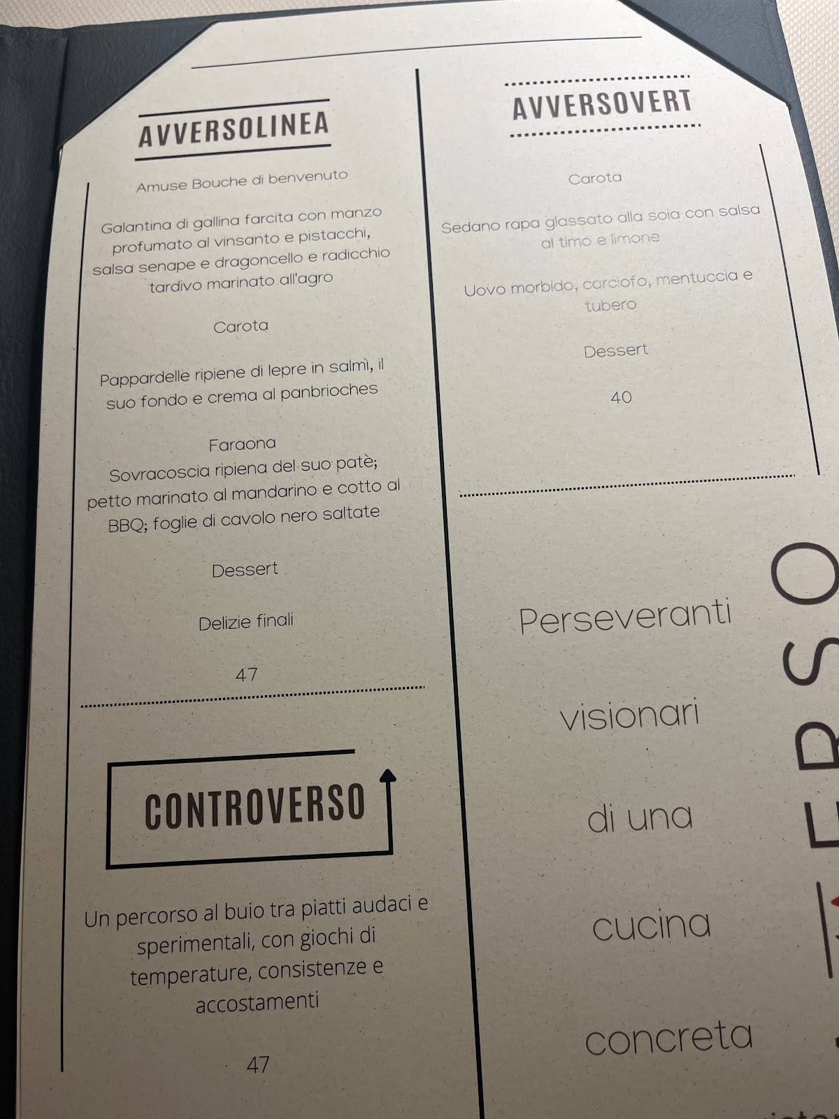 Menu de AVVERSO Ristorante