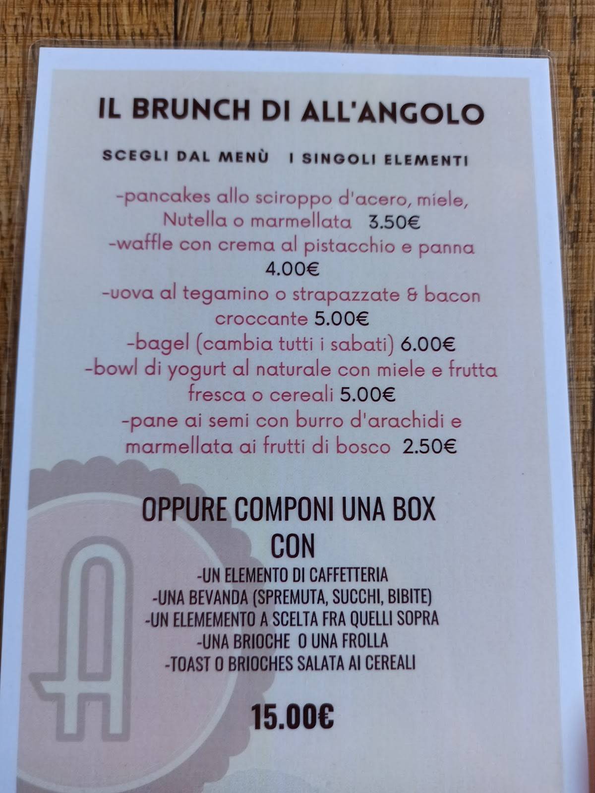 Menu de All'Angolo