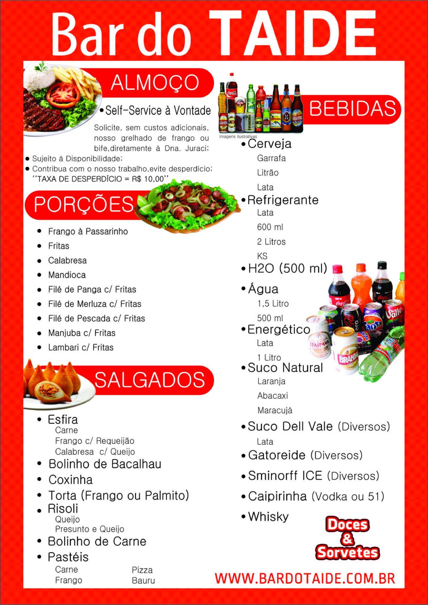 Bar do Taíde cardápio