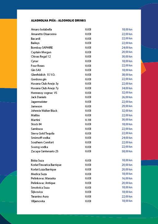 Menu di Botel Marina Rijeka 