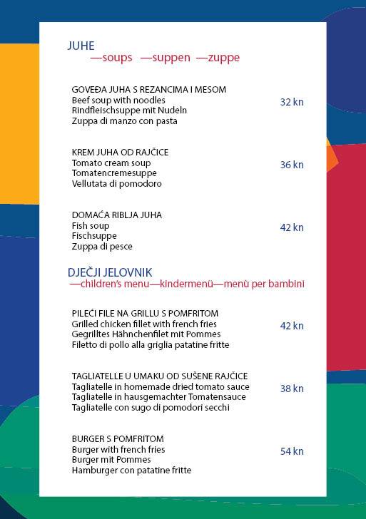 Menu di Botel Marina Rijeka 