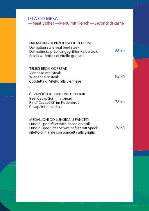 Menu di Botel Marina Rijeka 