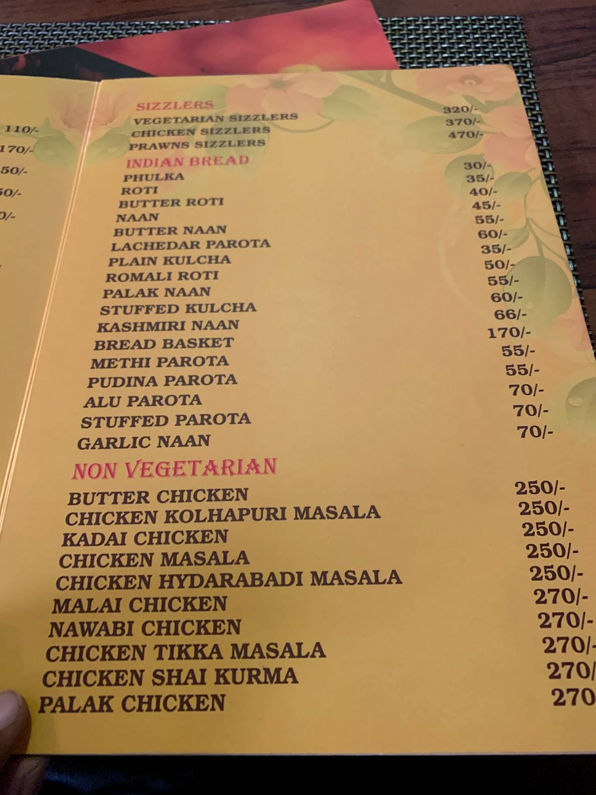 Chef Inn Regency menu