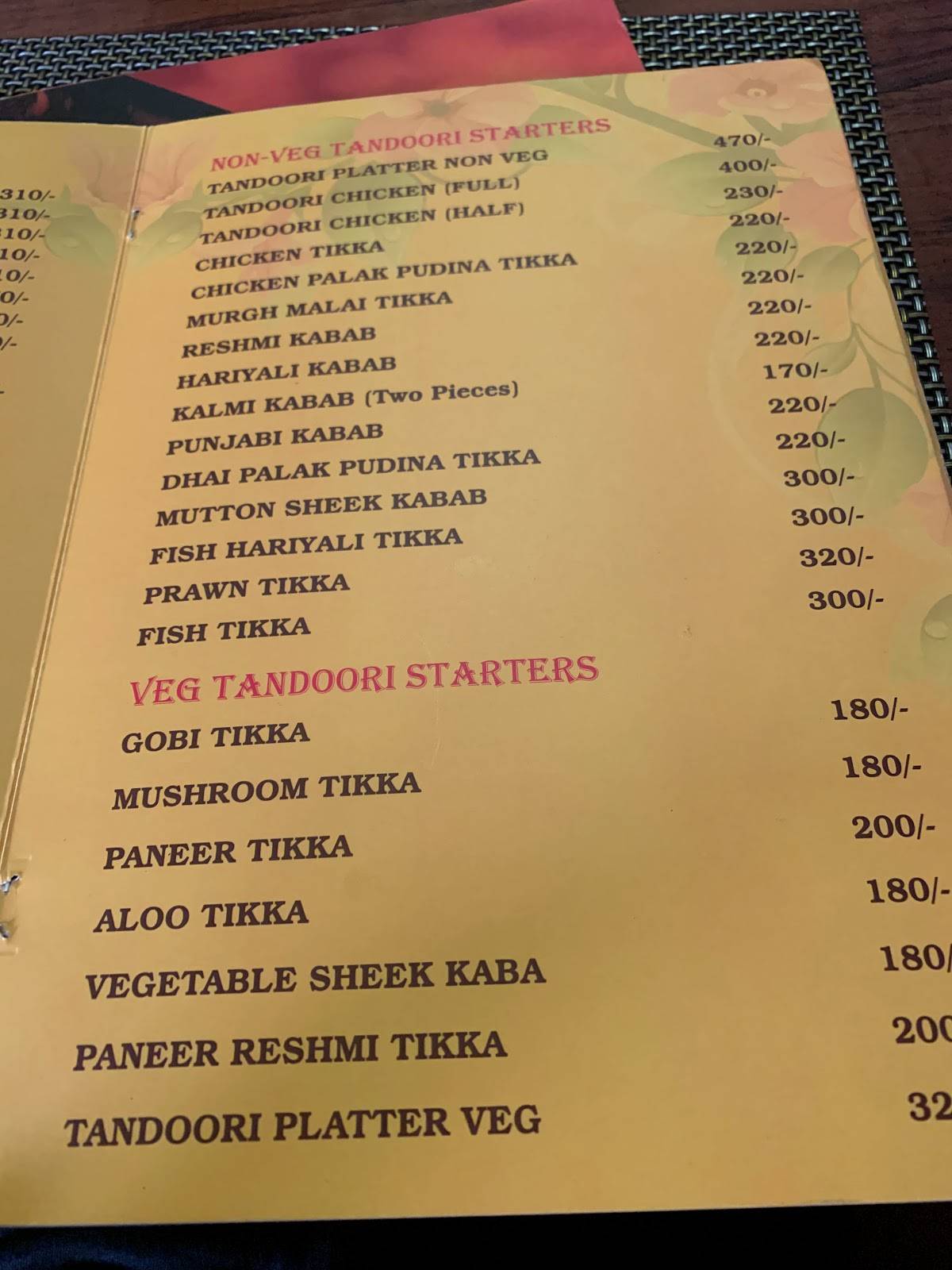 Chef Inn Regency menu