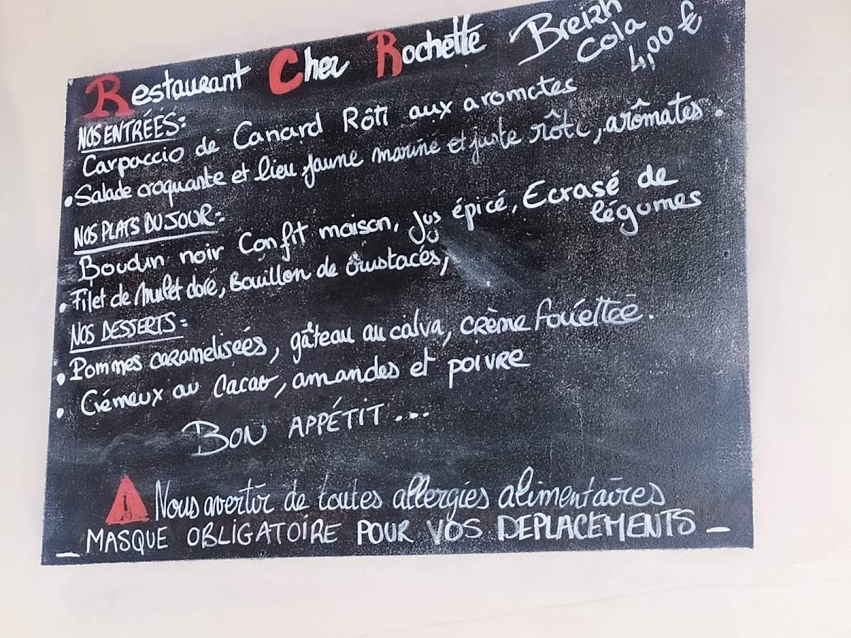 Menu de Chez Rochette