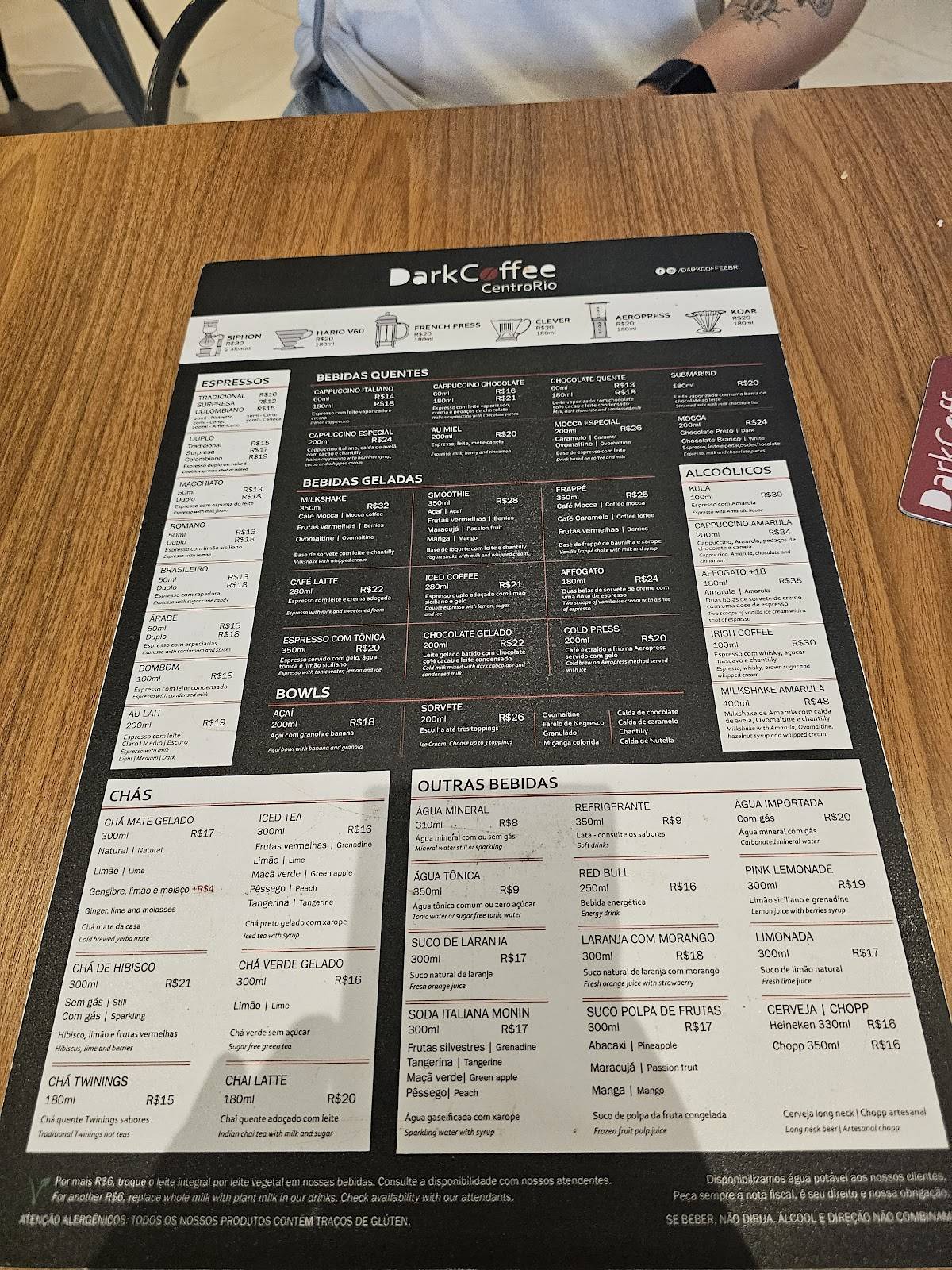DarkCoffee Centro Rio cardápio